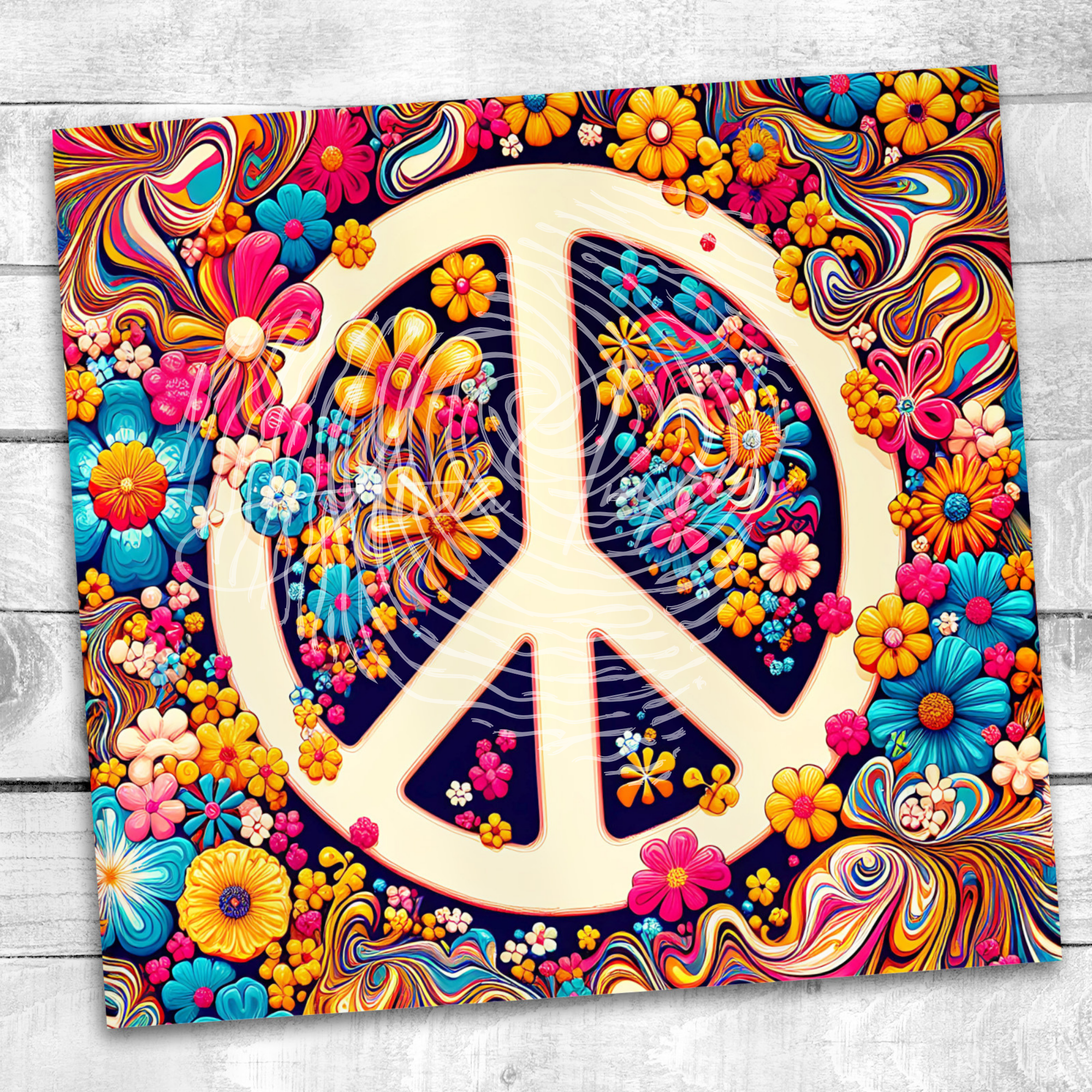 Psychedelic Peace Sign 20 oz Skinny Tumbler Sublimation Design Digital Download PNG Instant DIGITAL ONLY Hippie Digital Sublimation