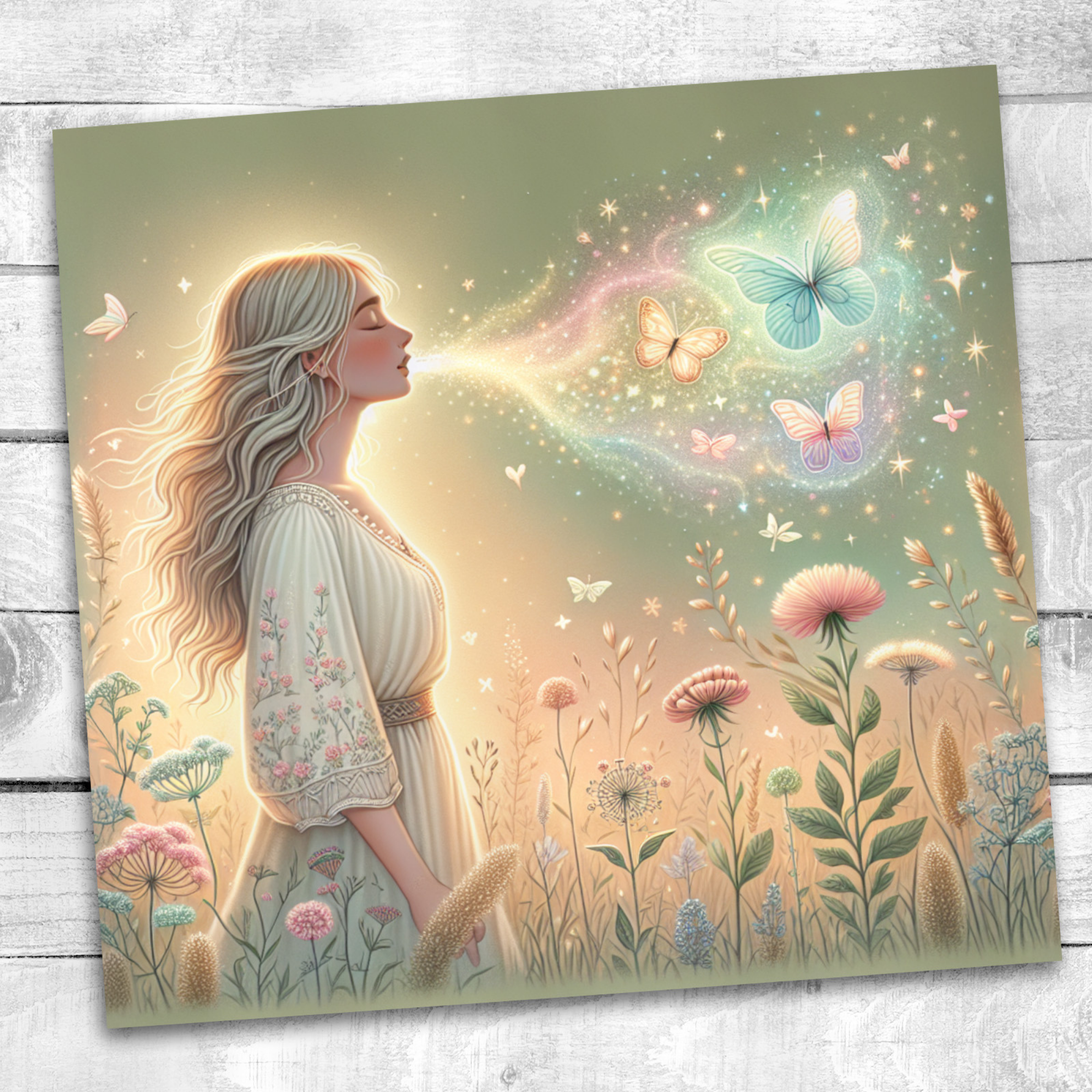 Breathe Ethereal Butterfly Tumblerwrap, Feminine Magic Sublimation, Mindfulness Quote Art, Dreamy Spiritual Design