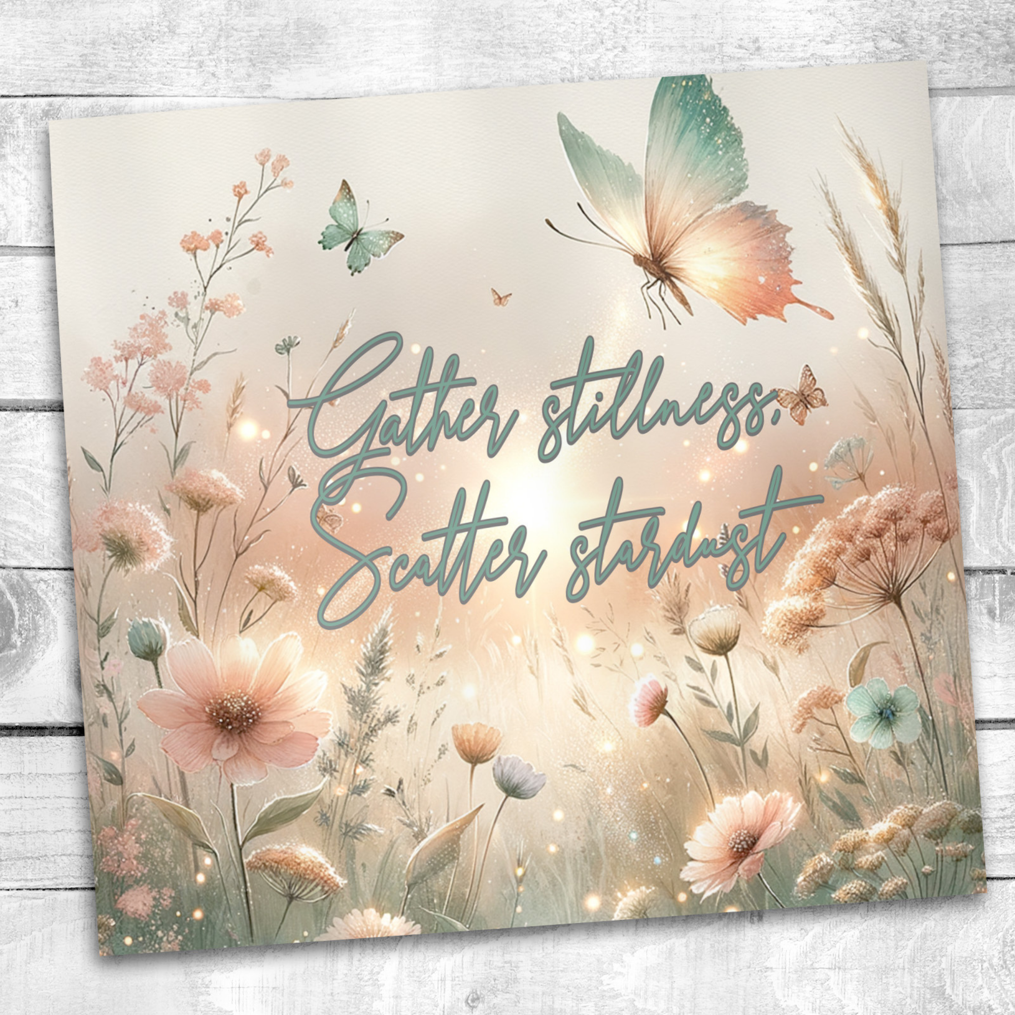 Mindfulness Tumbler Wrap: Stardust Quote, Boho Butterfly PNG (Digital Download)