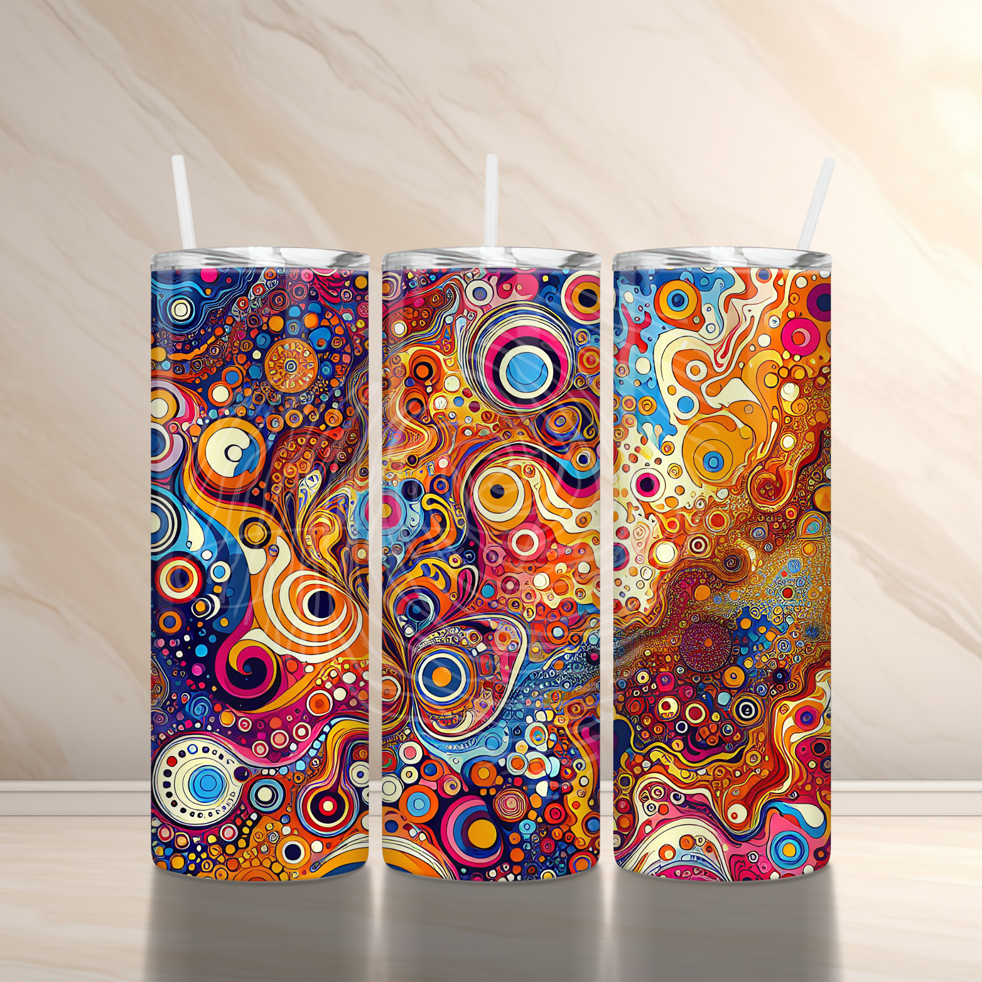 Trippy Circles  20 oz Skinny Tumbler Sublimation Design Digital Download PNG Instant DIGITAL ONLY Groovy Digital Pop Sublimation