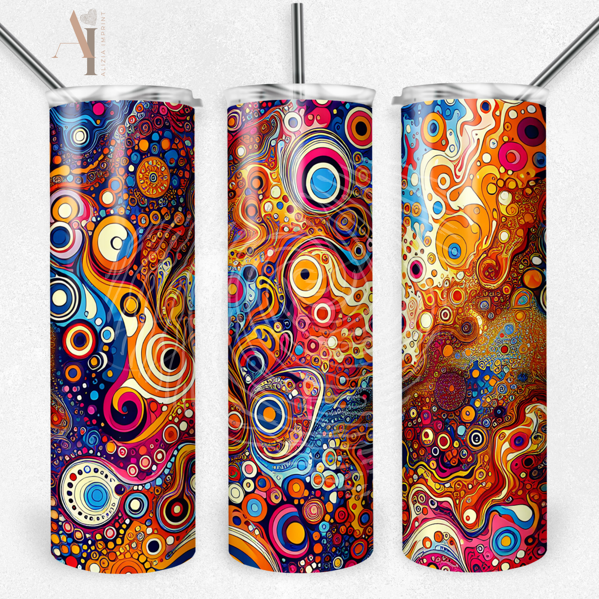 Trippy Circles  20 oz Skinny Tumbler Sublimation Design Digital Download PNG Instant DIGITAL ONLY Groovy Digital Pop Sublimation