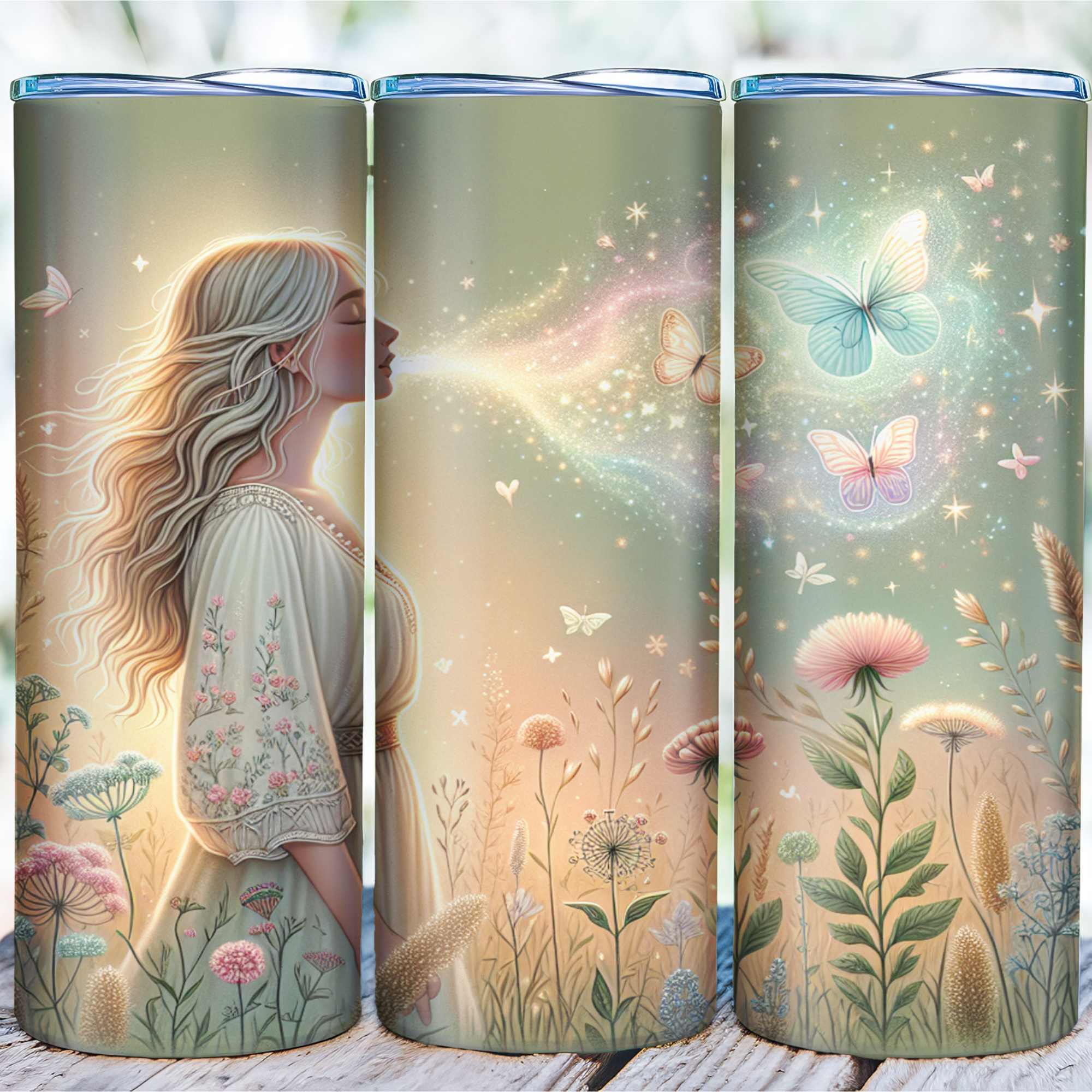 Breathe Ethereal Butterfly Tumblerwrap, Feminine Magic Sublimation, Mindfulness Quote Art, Dreamy Spiritual Design