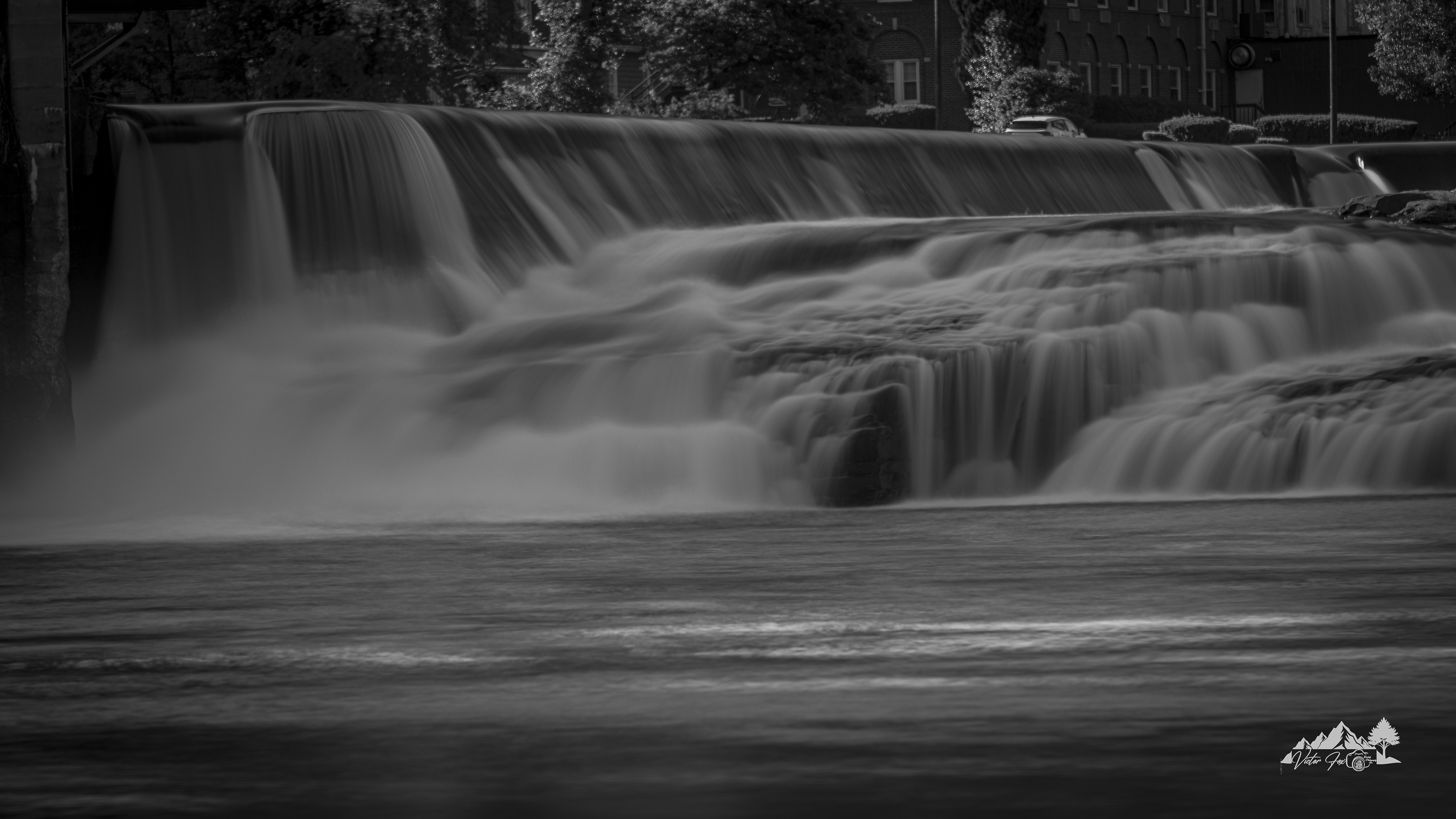 Black and White Waterfall Photograph