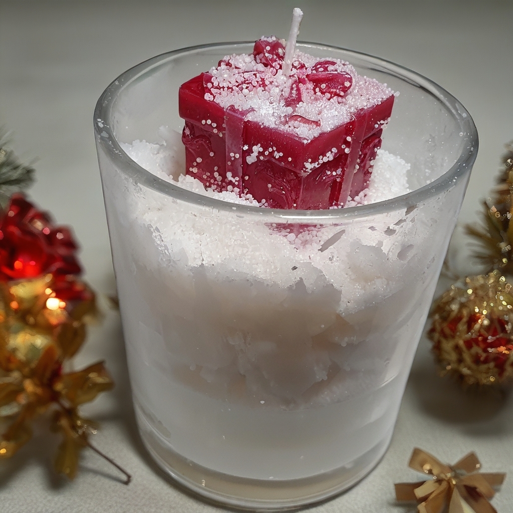 Weihnachtliche Geschenk-Duft-Kerze im Glas