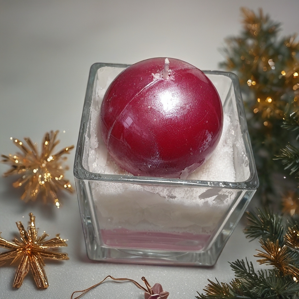 Rote Kugelkerze im Glas