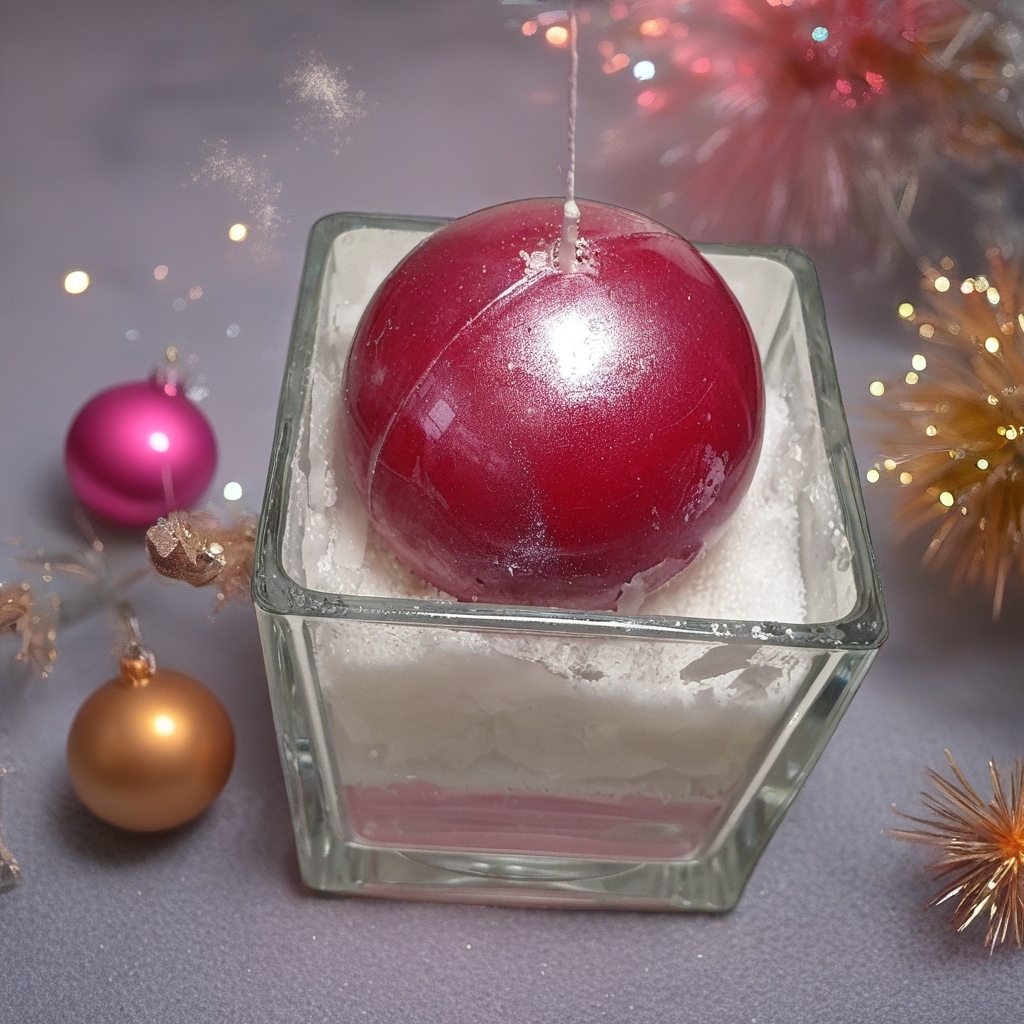 Rote Kugelkerze im Glas