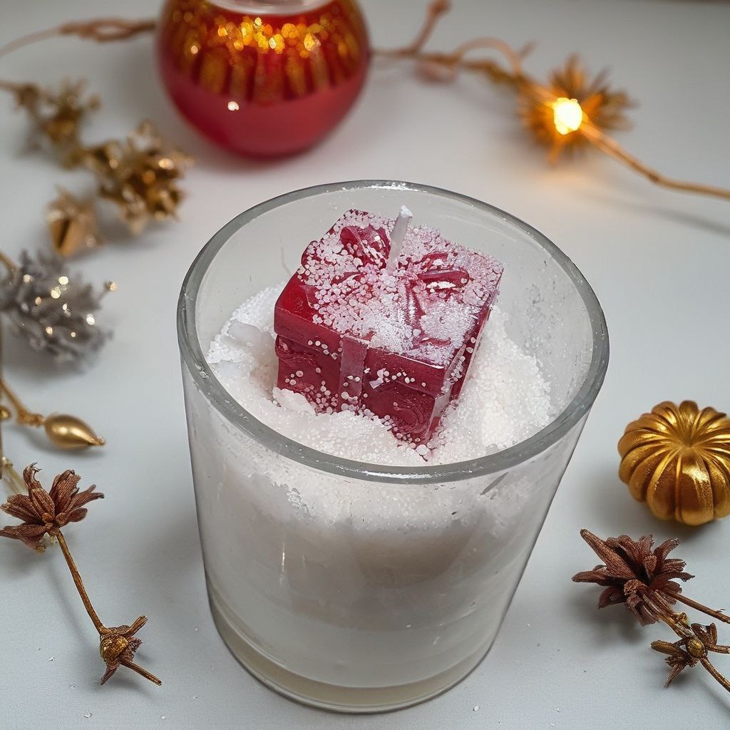 Weihnachtliche Geschenk-Duft-Kerze im Glas