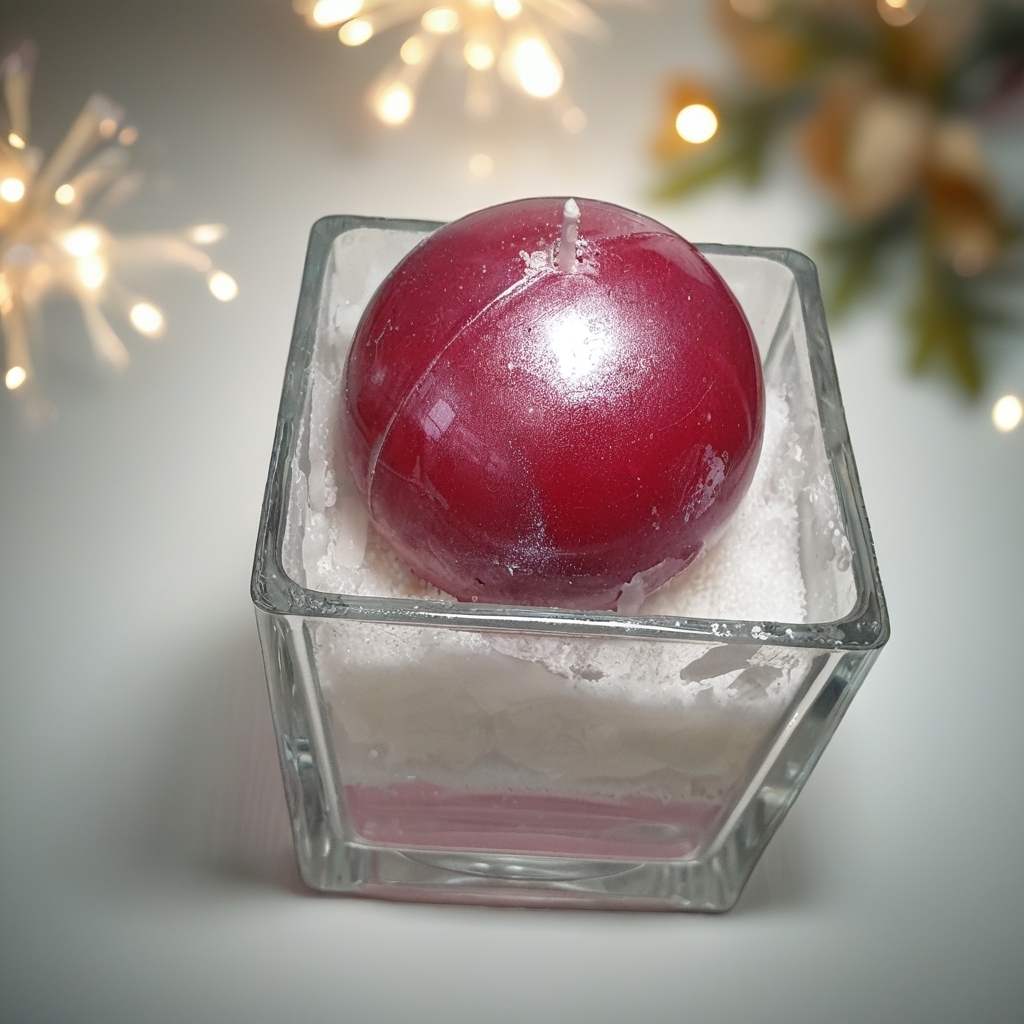 Rote Kugelkerze im Glas