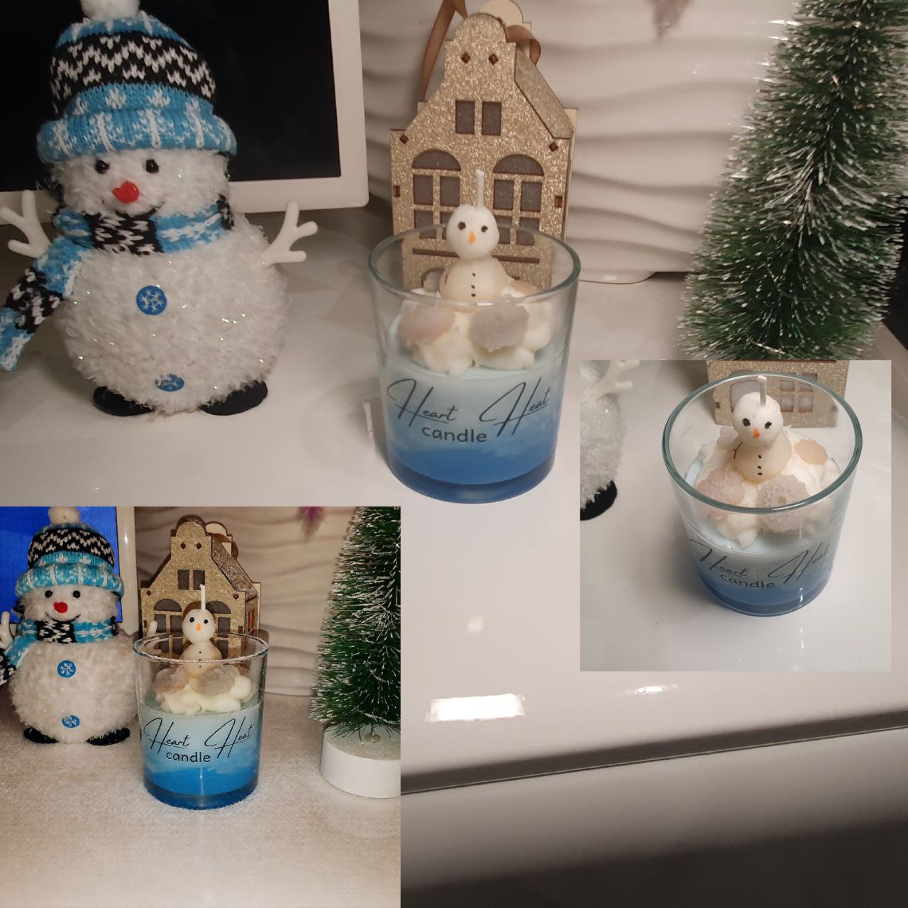 Weihnachtskerze Schneemann im Glas
