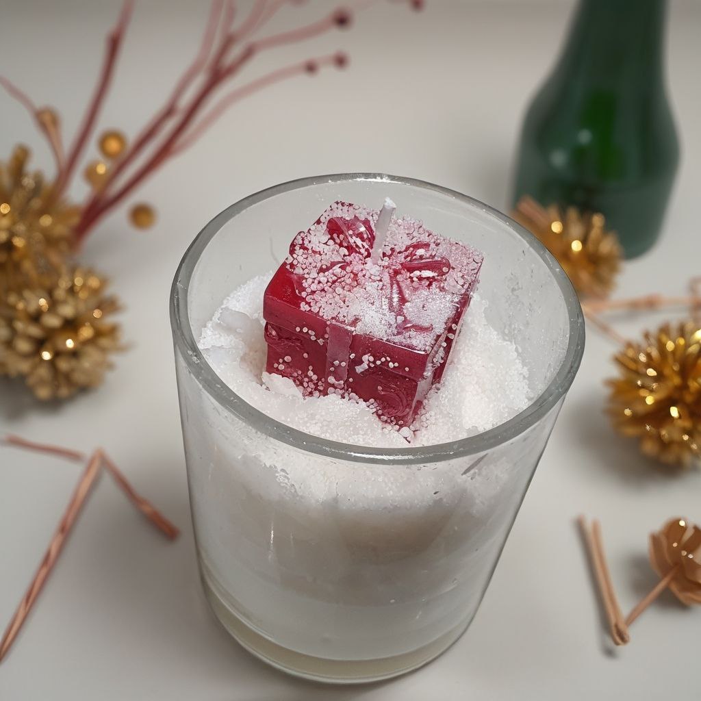 Weihnachtliche Geschenk-Duft-Kerze im Glas