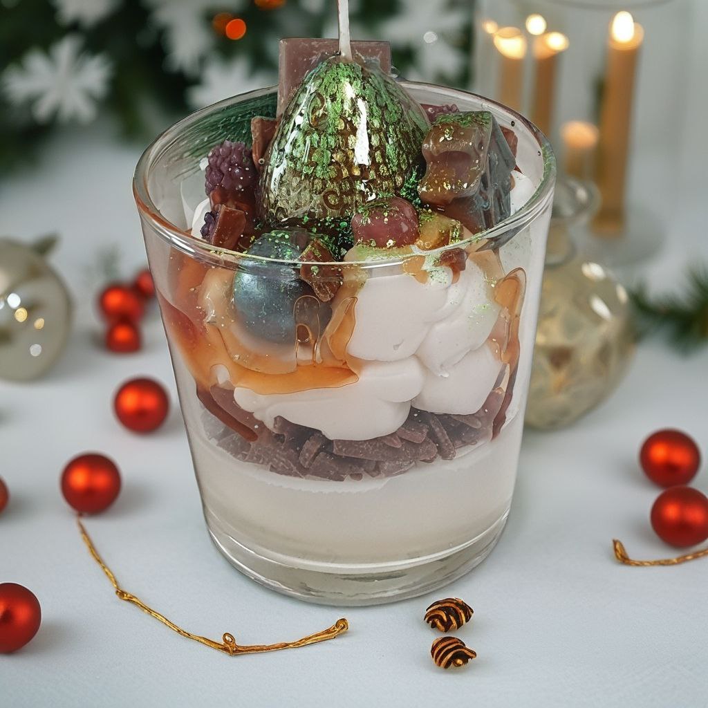 Festliche Dessertkerze