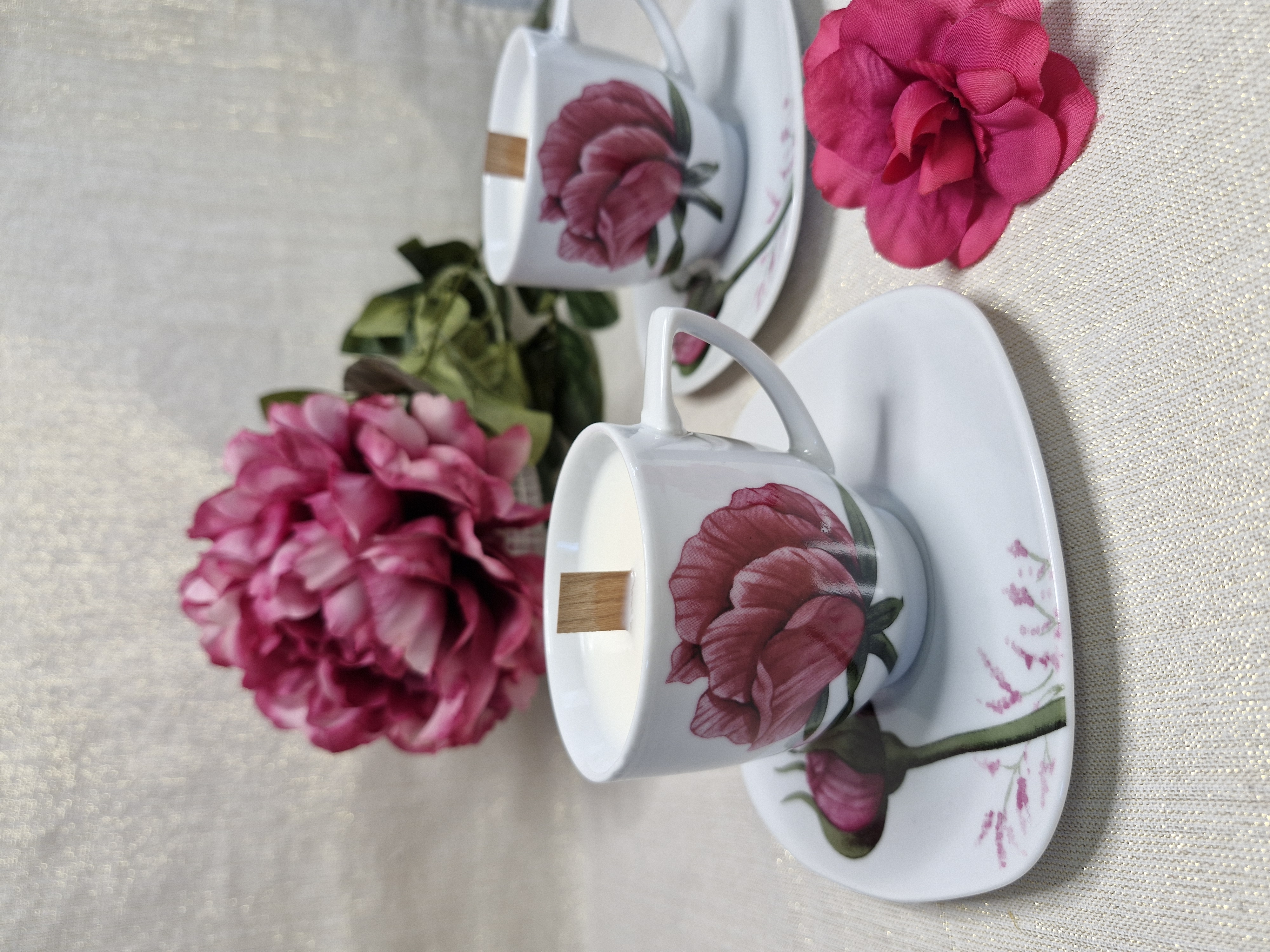 Duo de Tasses motif "Pivoine"