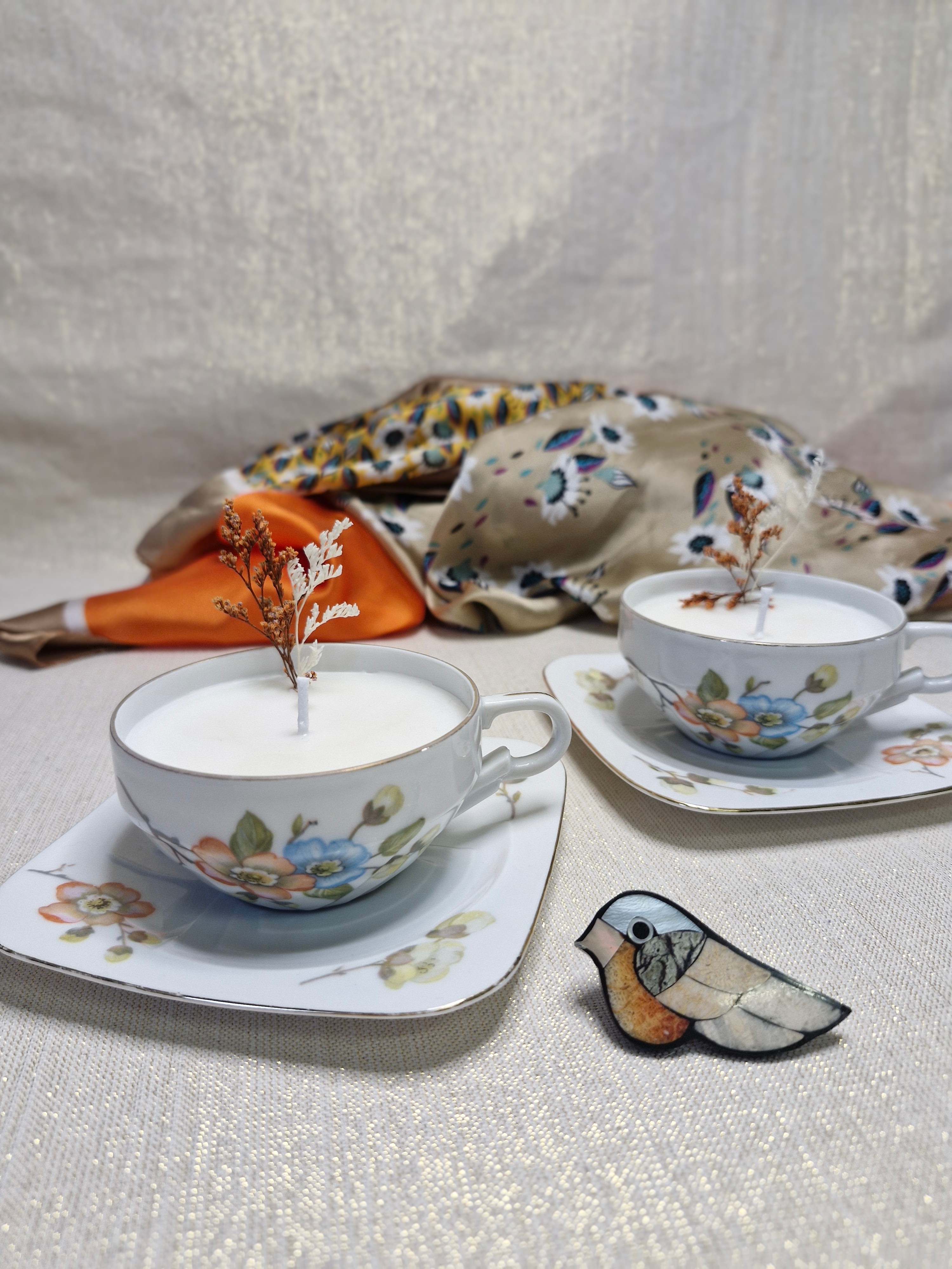Duo de Tasses et soucoupes à thé en porcelaine Royal Epiag Tchécoslovaquie (années 1950 à 1970)