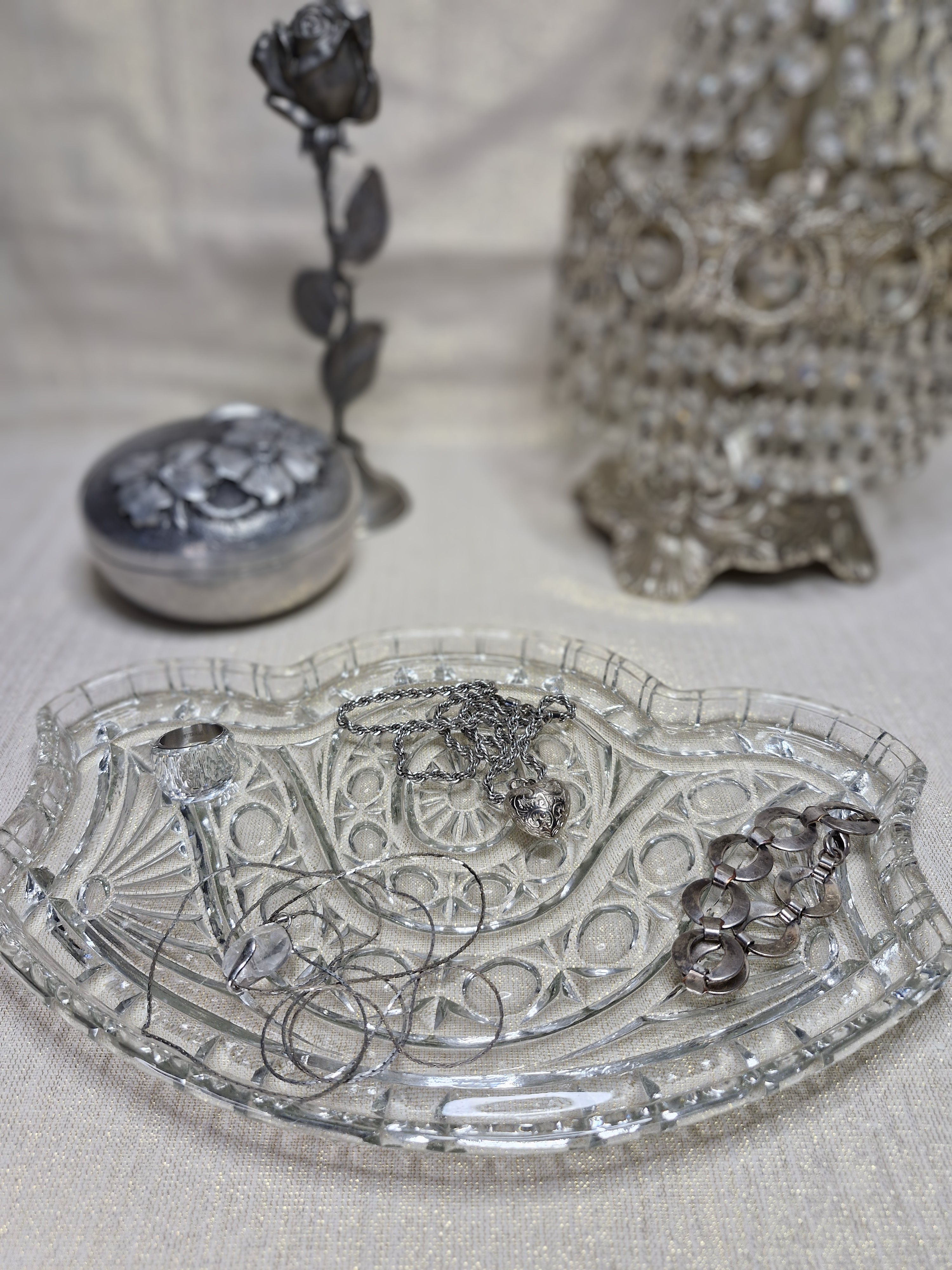 Vide poche en verre ciselé 28 cm x 19 cm