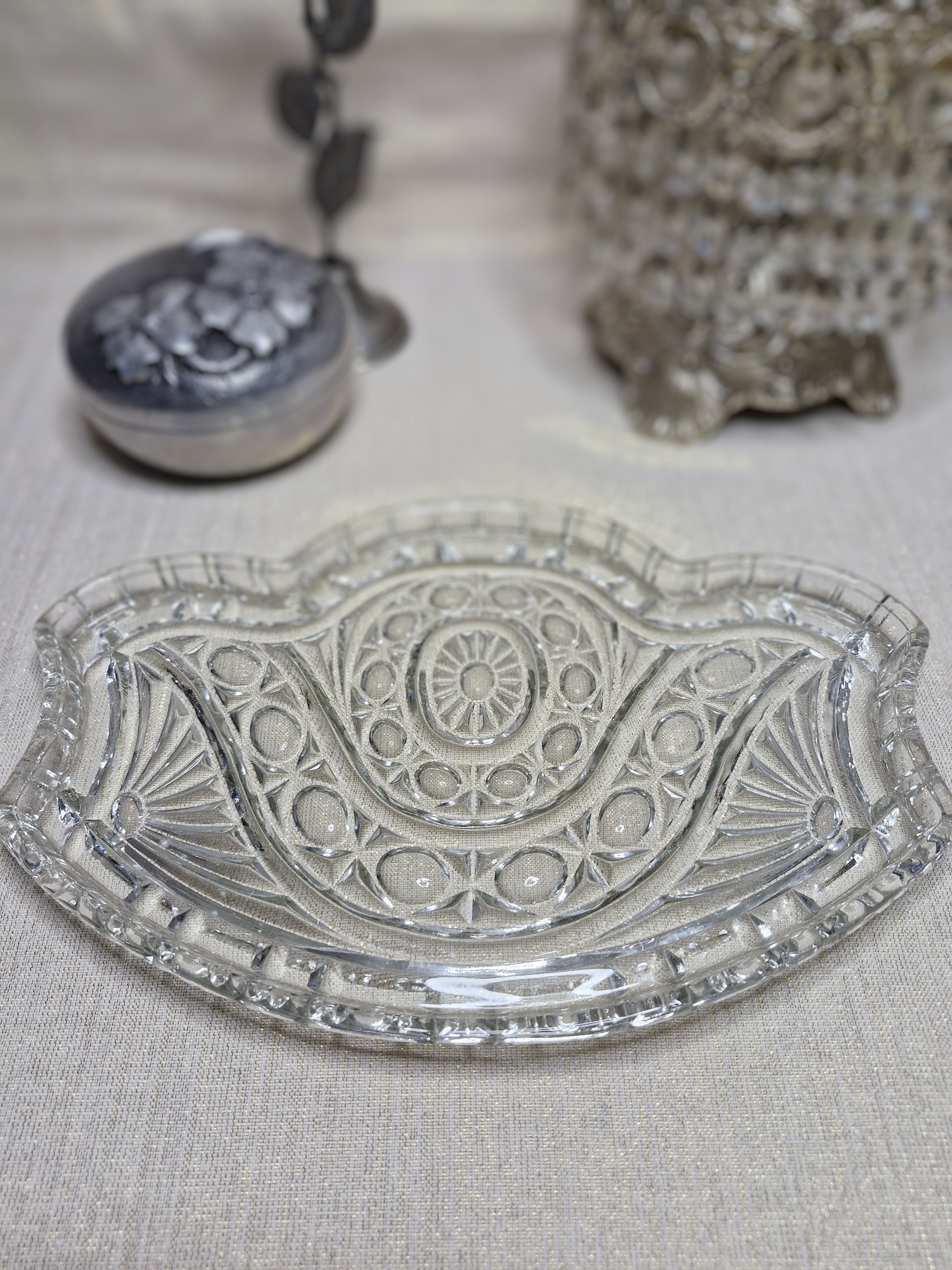 Vide poche en verre ciselé 28 cm x 19 cm