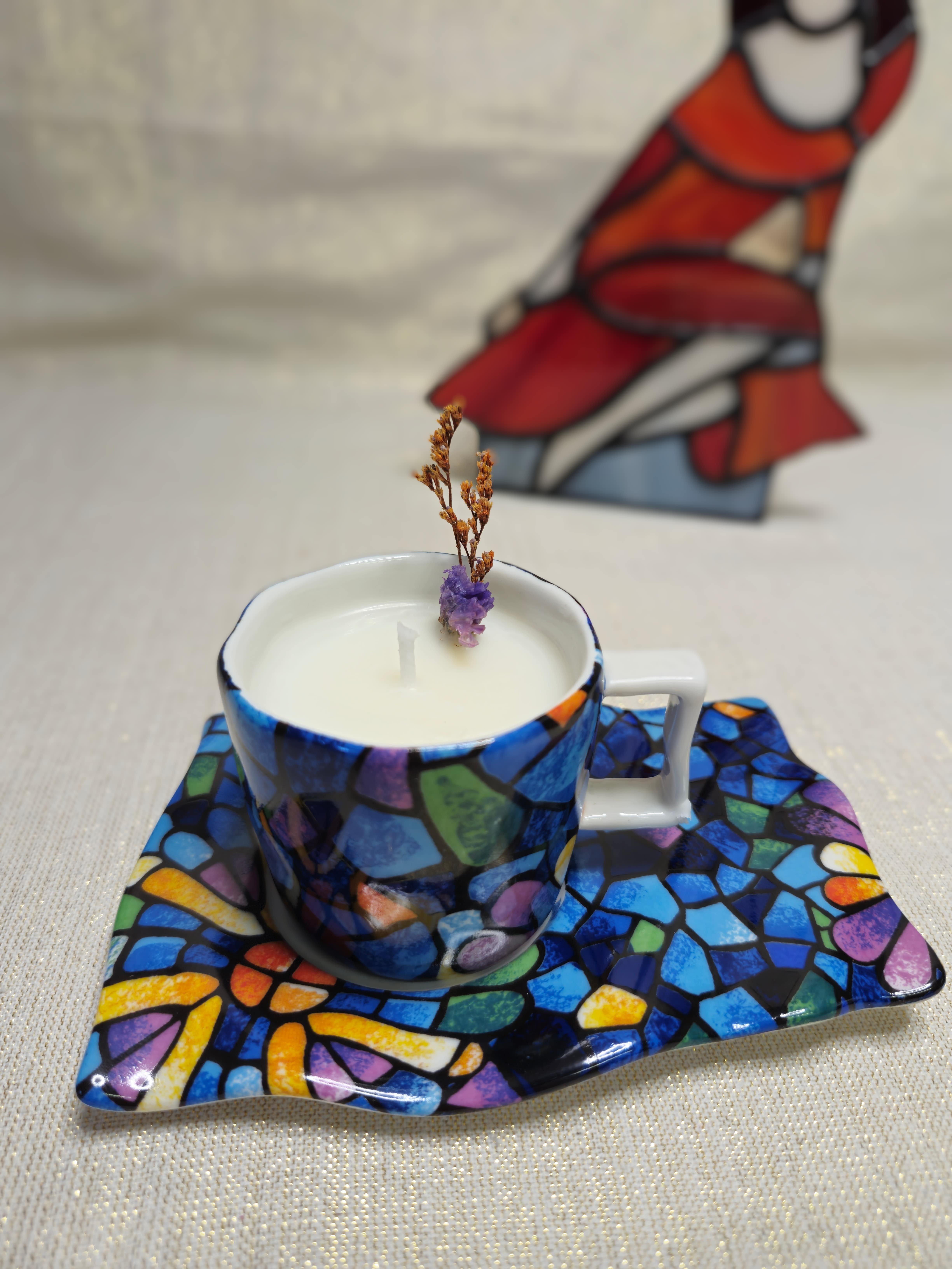 Duo de tasse à café et soucoupe  "Art Trencadis" Barcelone