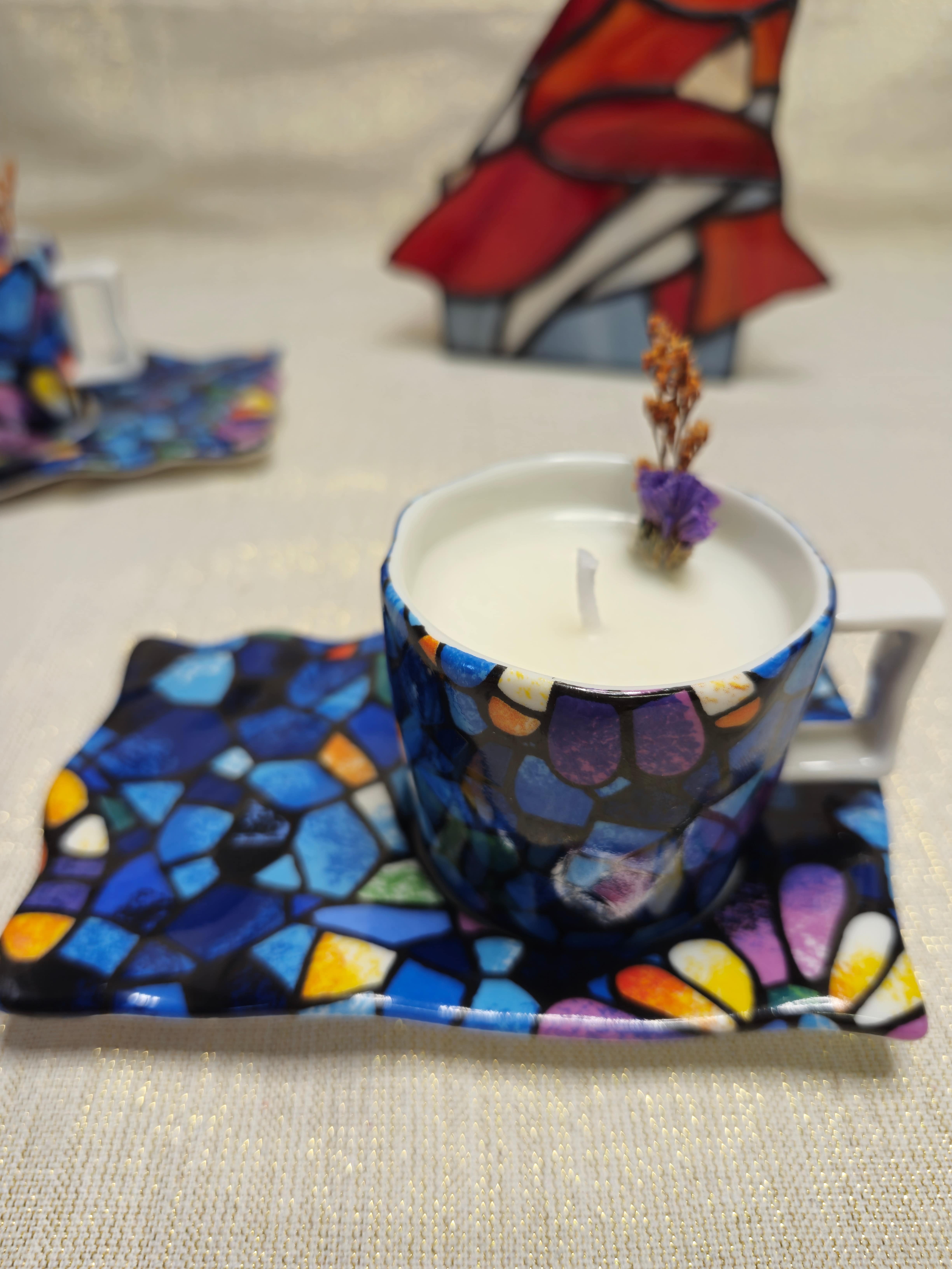 Duo de tasse à café et soucoupe  "Art Trencadis" Barcelone