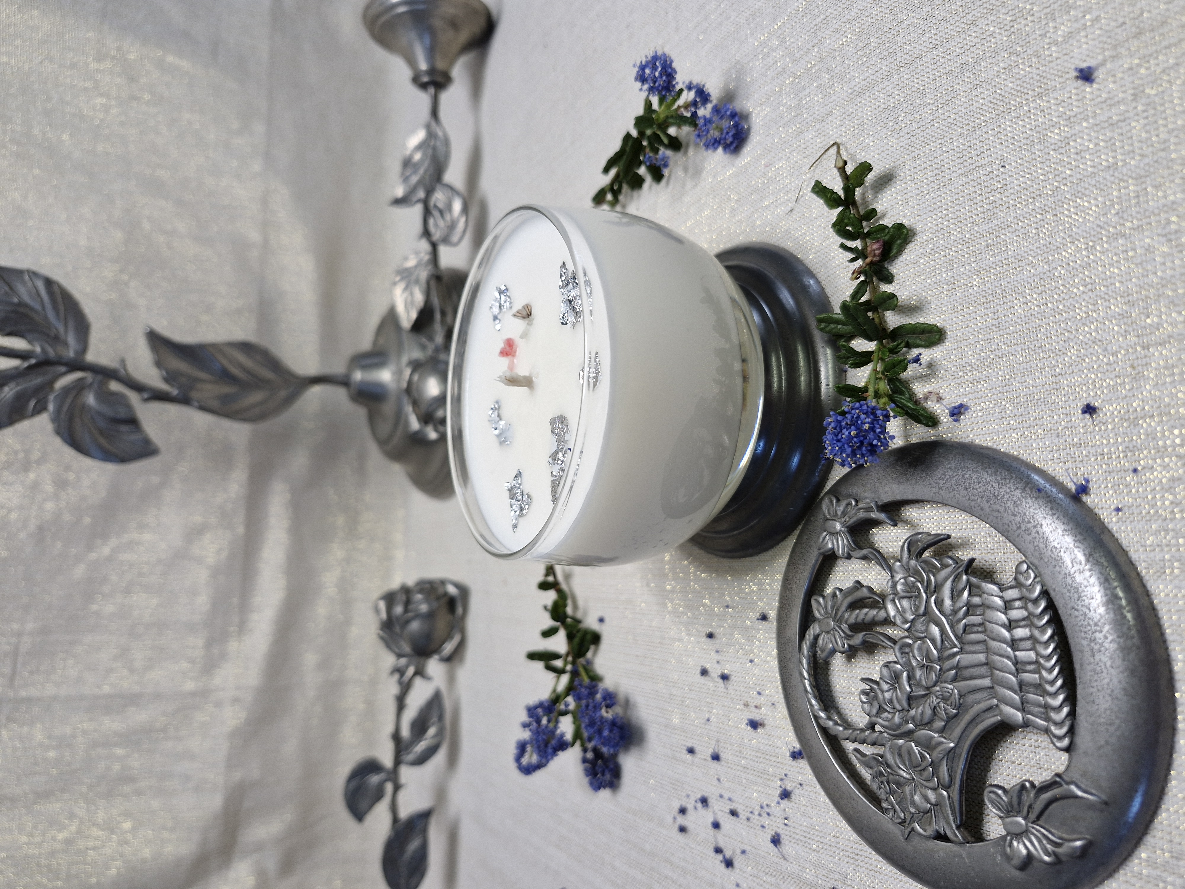 Bonbonnière ancienne couvercle en étain