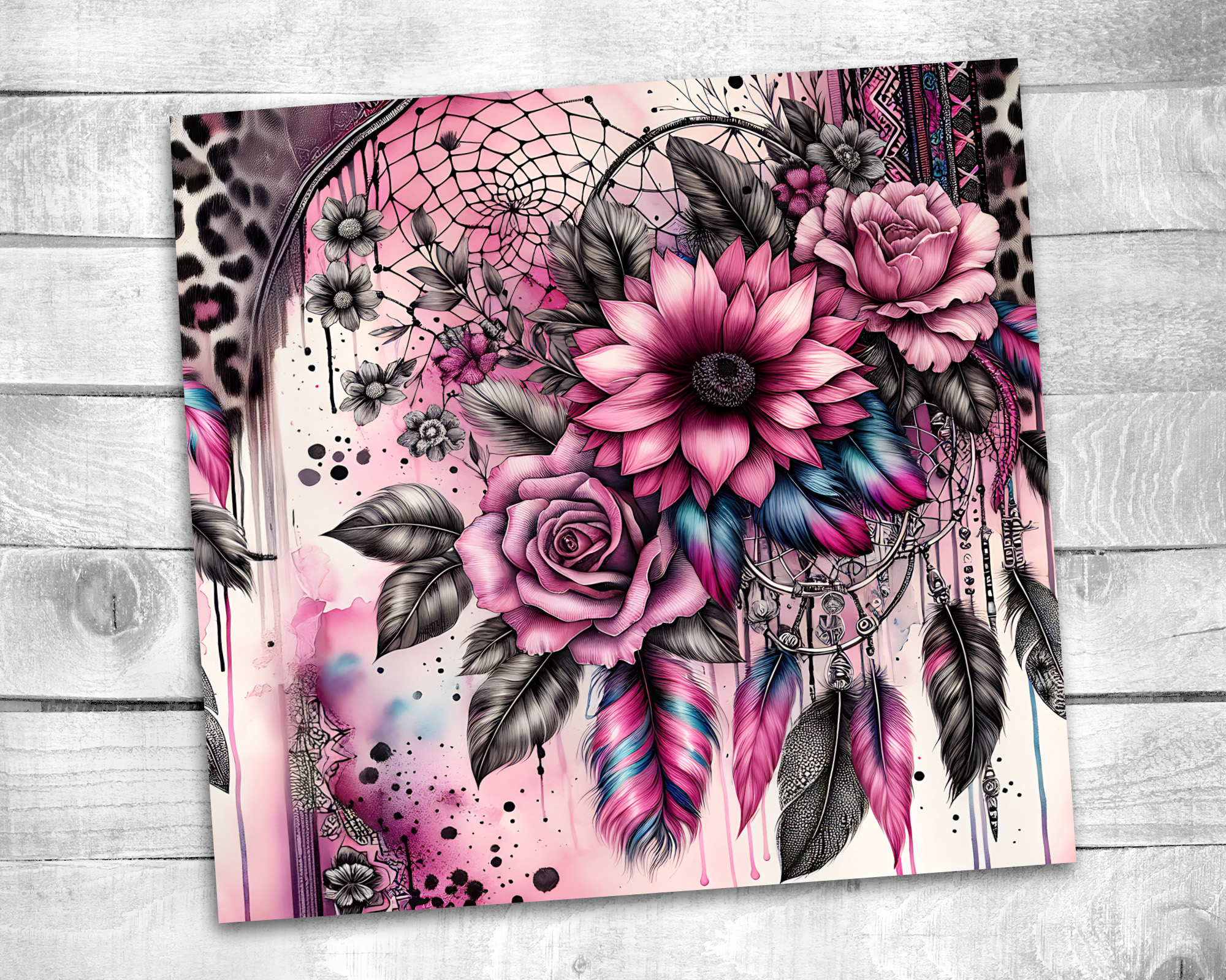 Dream Catcher 20 oz Skinny Tumbler Sublimation Design Digital Download PNG Instant DIGITAL ONLY Flo Dreamcatcher