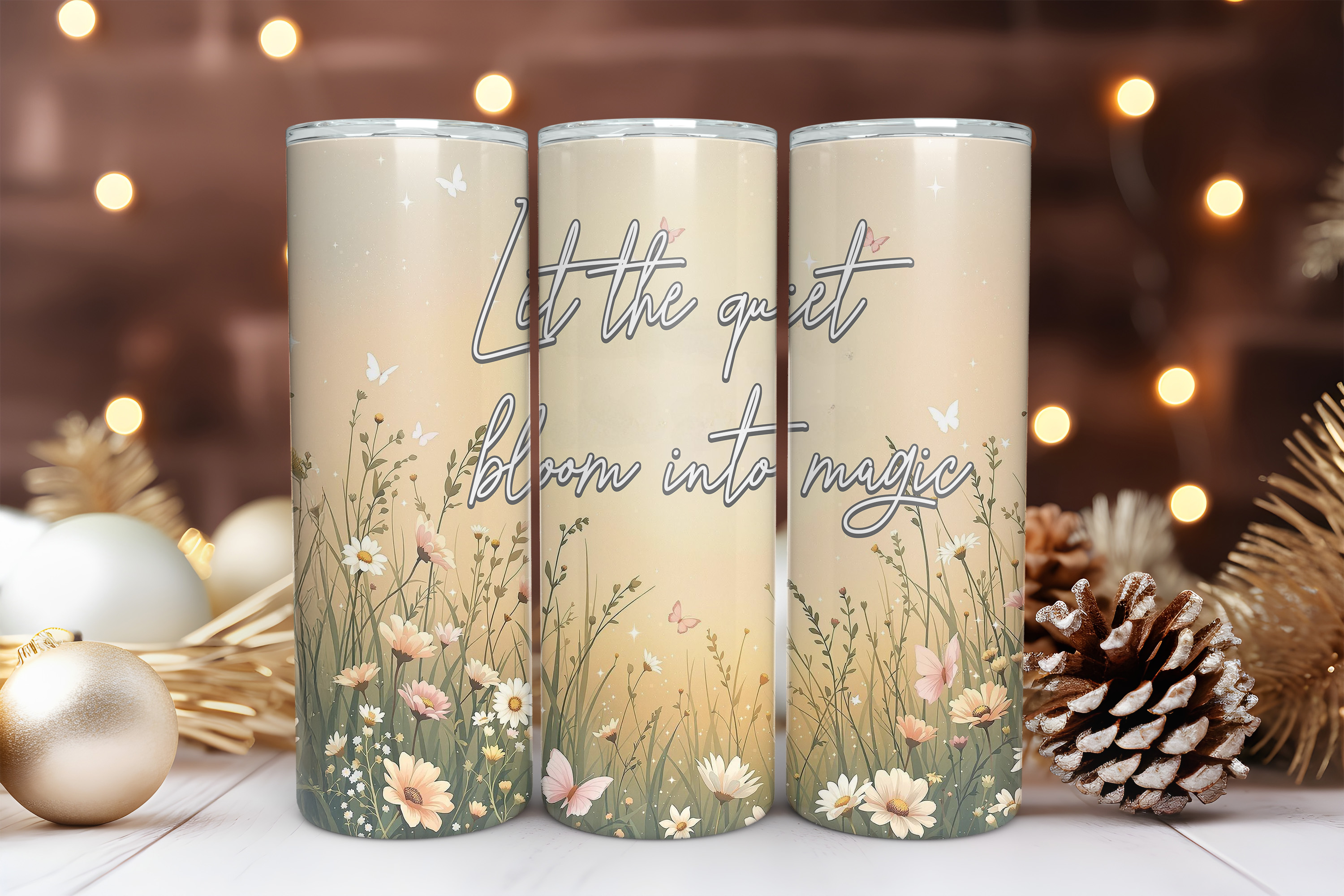 Floral 20 oz Skinny Tumbler Sublimation Design Digital Download PNG Instant DIGITAL ONLY, Inspirational Tumbler Wrap