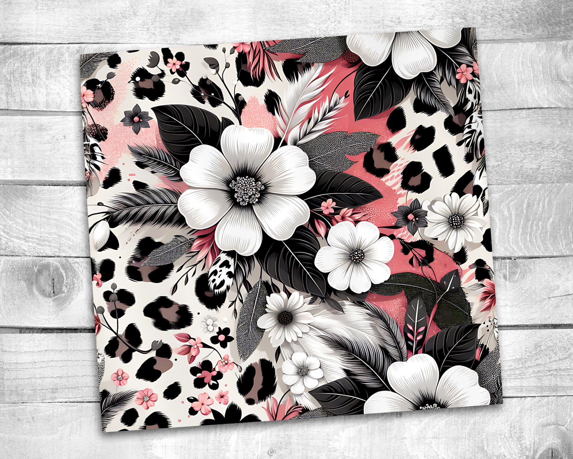 Pink Floral 20 oz Skinny Tumbler Sublimation Design Digital Download PNG Instant DIGITAL ONLY, Boho Floral Tumbler Wrap