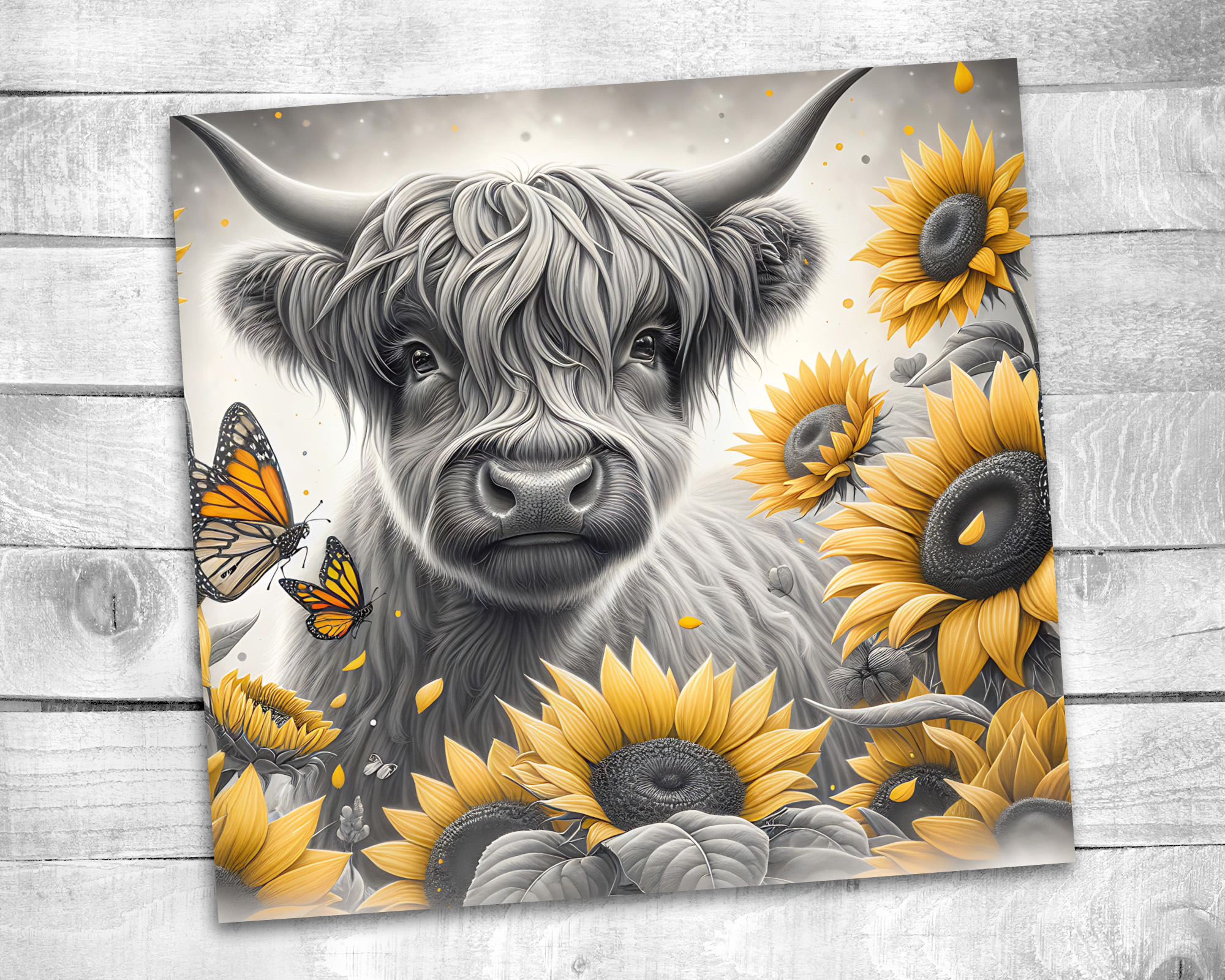 Highlander Cow 20 oz Skinny Tumbler Sublimation Design Digital Download PNG Instant DIGITAL ONLY, Tumbler Wrap