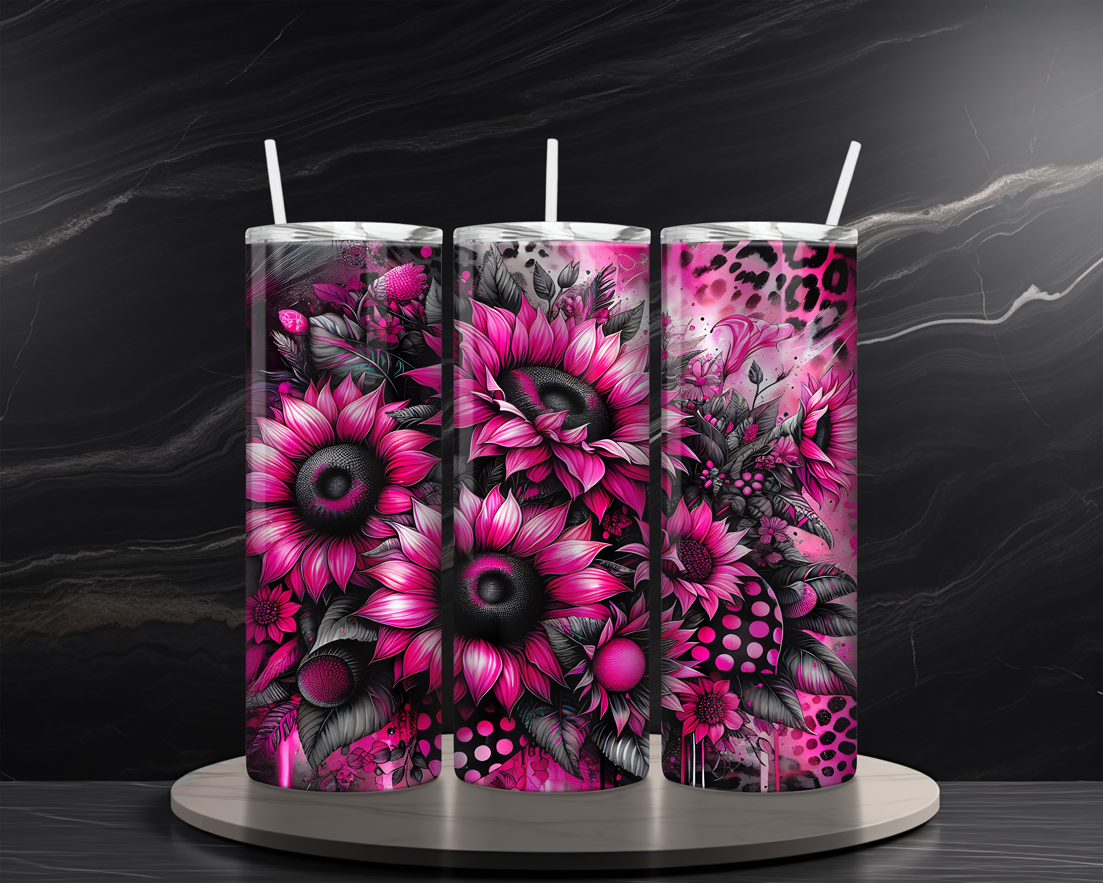 Neon Floral 20 oz Skinny Tumbler Sublimation Design Digital Download PNG Instant DIGITAL ONLY  Neon Pink Floral Tumbler Wrap