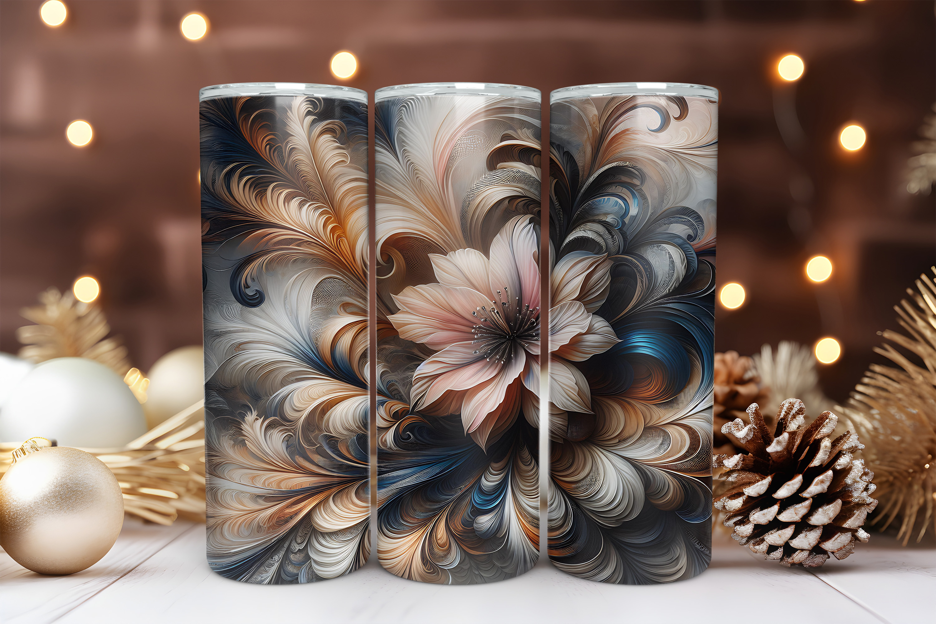 Neutral Floral 20 oz Skinny Tumbler Sublimation Design Digital Download PNG Instant DIGITAL ONLY Abstract Flower 2 Tumbler Wrap