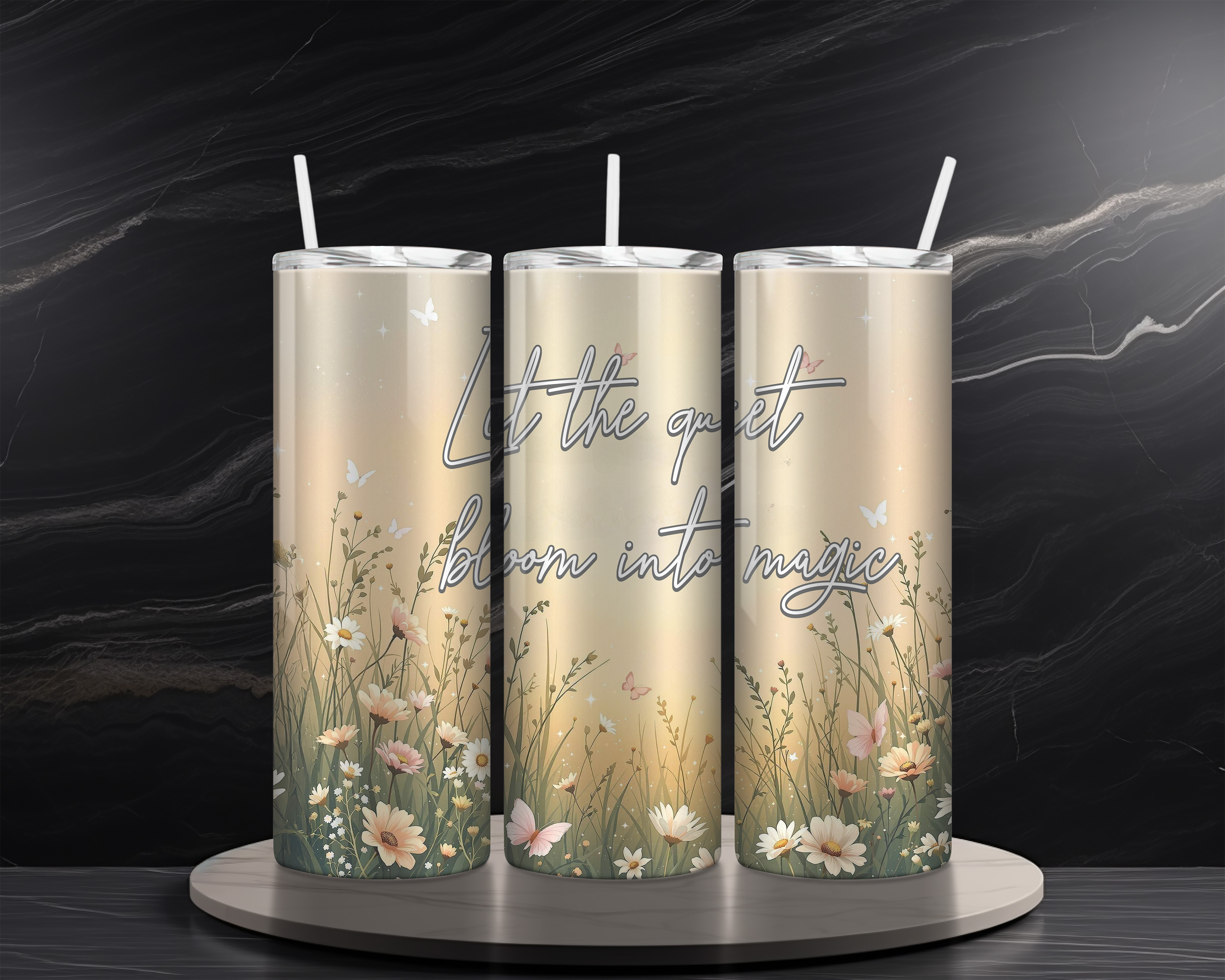Floral 20 oz Skinny Tumbler Sublimation Design Digital Download PNG Instant DIGITAL ONLY, Inspirational Tumbler Wrap