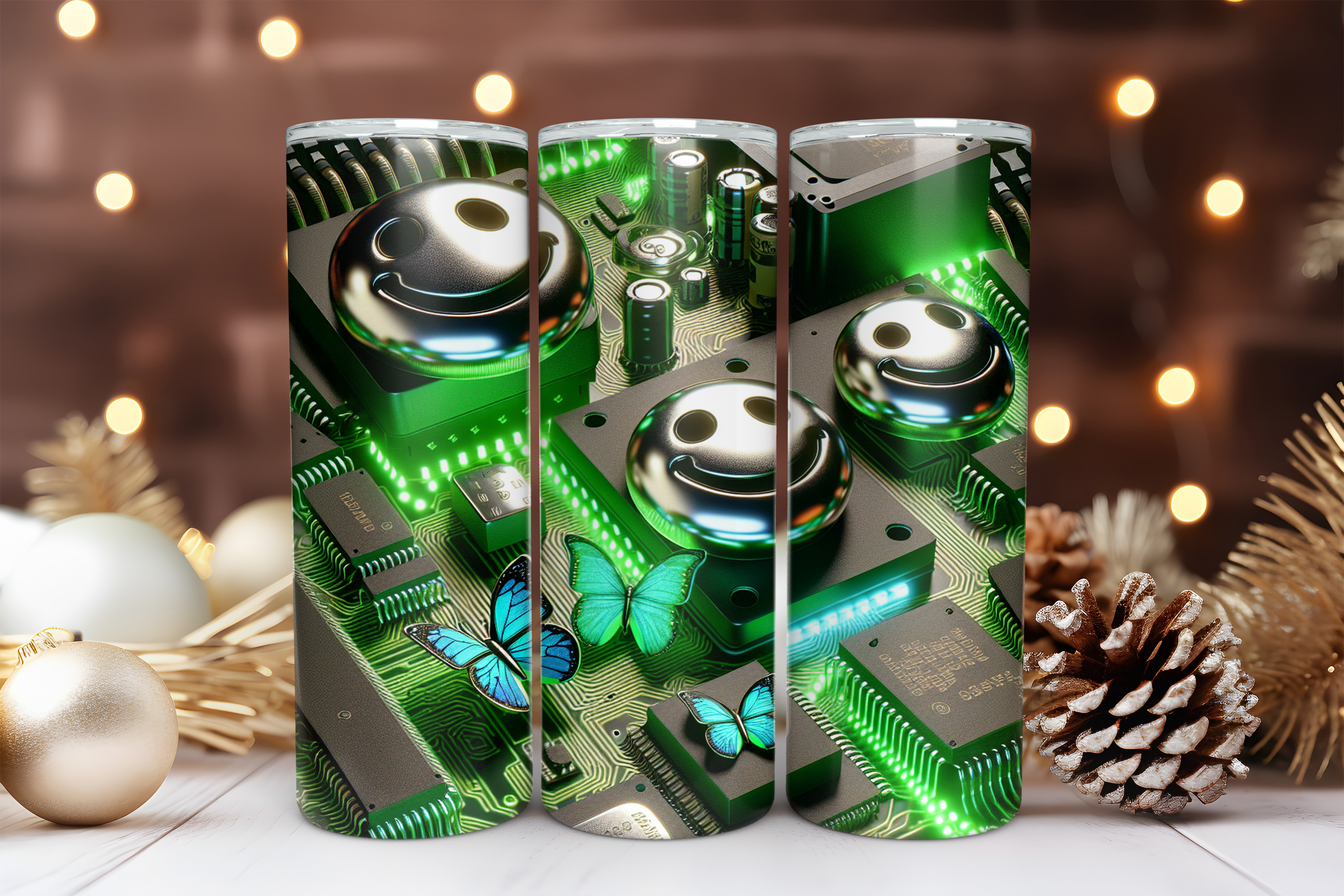 Happy Circuit 20 oz Skinny Tumbler Sublimation Design Digital Download PNG Instant DIGITAL ONLY, Tumbler Wrap