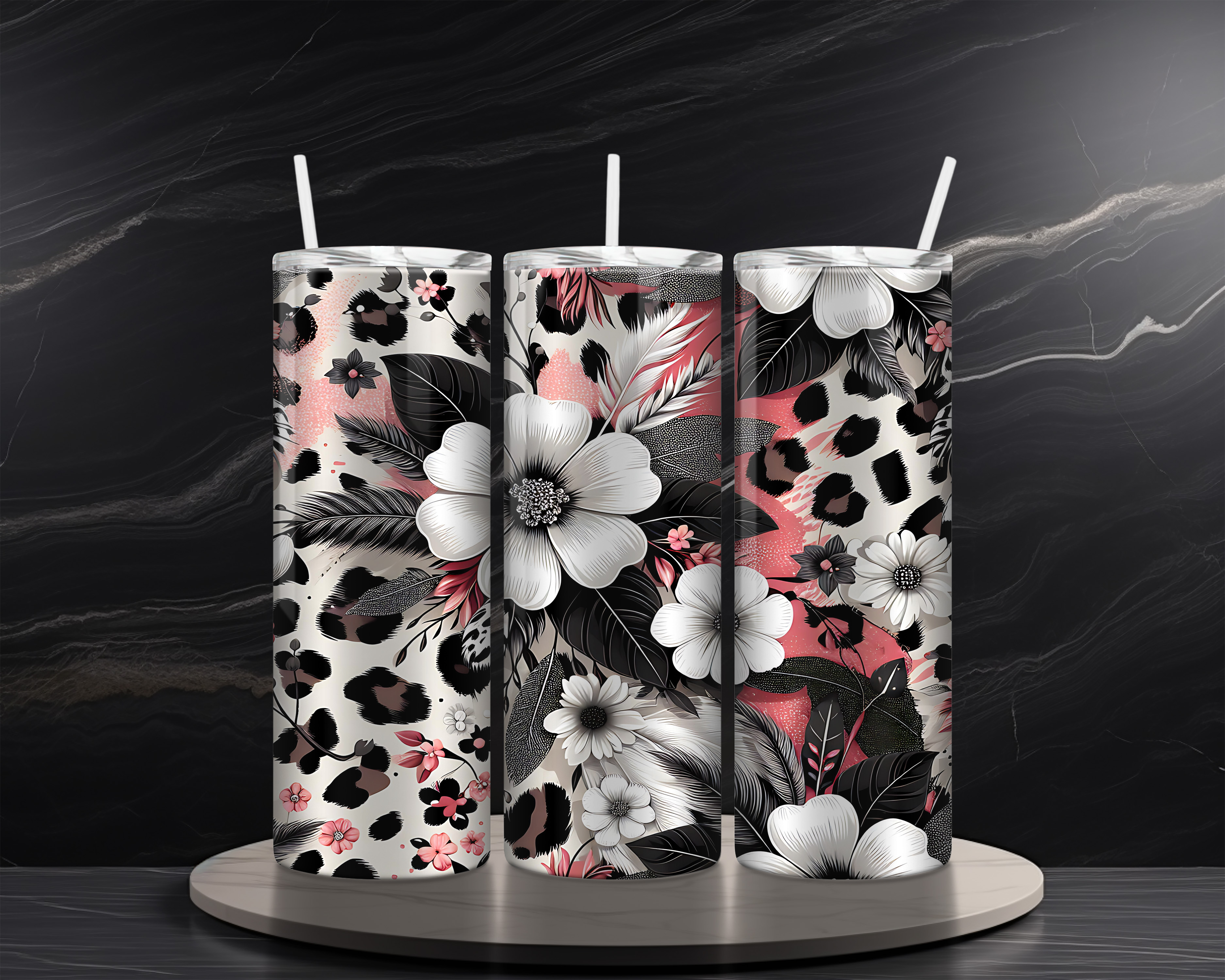 Pink Floral 20 oz Skinny Tumbler Sublimation Design Digital Download PNG Instant DIGITAL ONLY, Boho Floral Tumbler Wrap