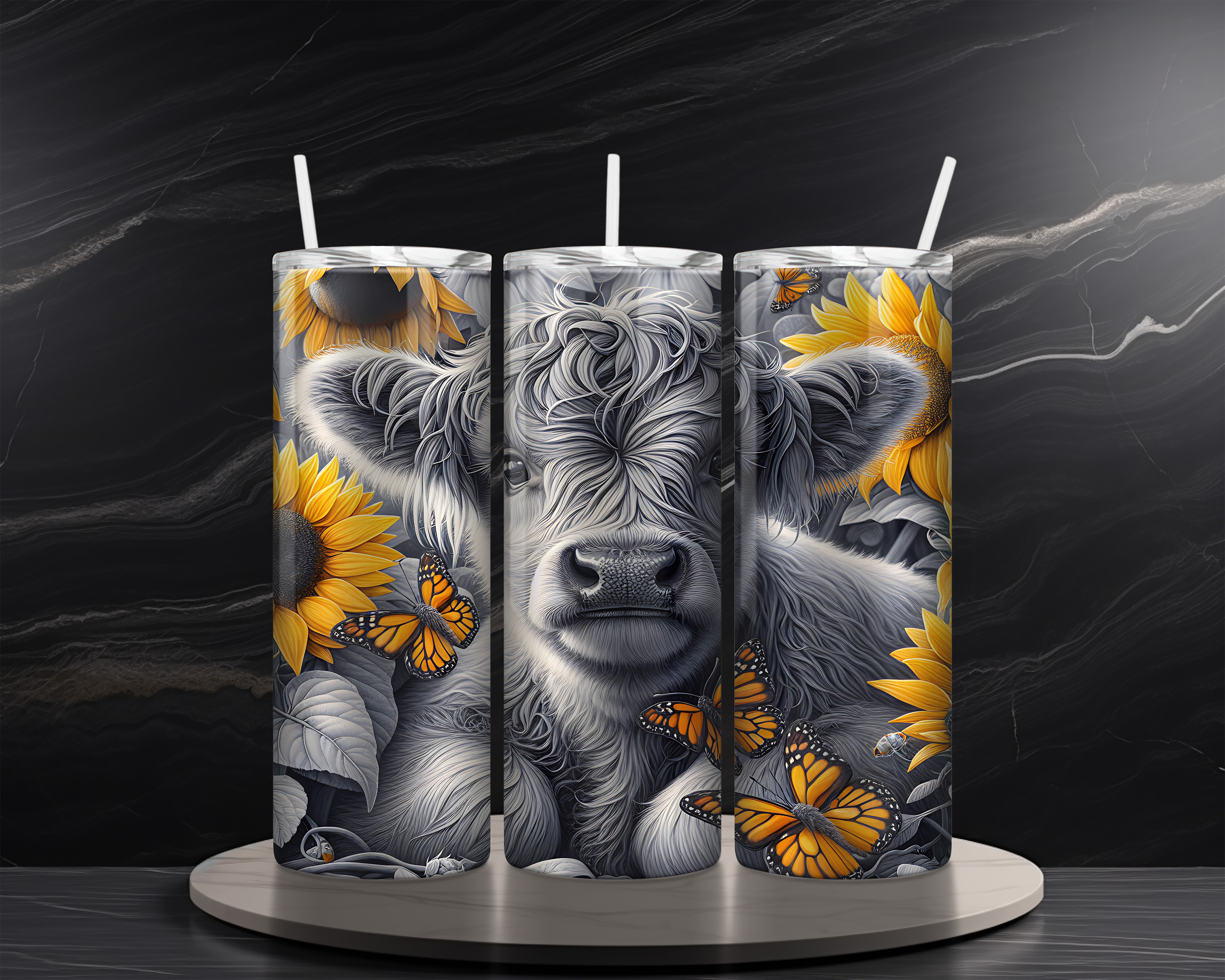 Highlander Cow 20 oz Skinny Tumbler Sublimation Design Digital Download PNG Instant DIGITAL ONLY, Baby Highland Cow Tumbler Wrap