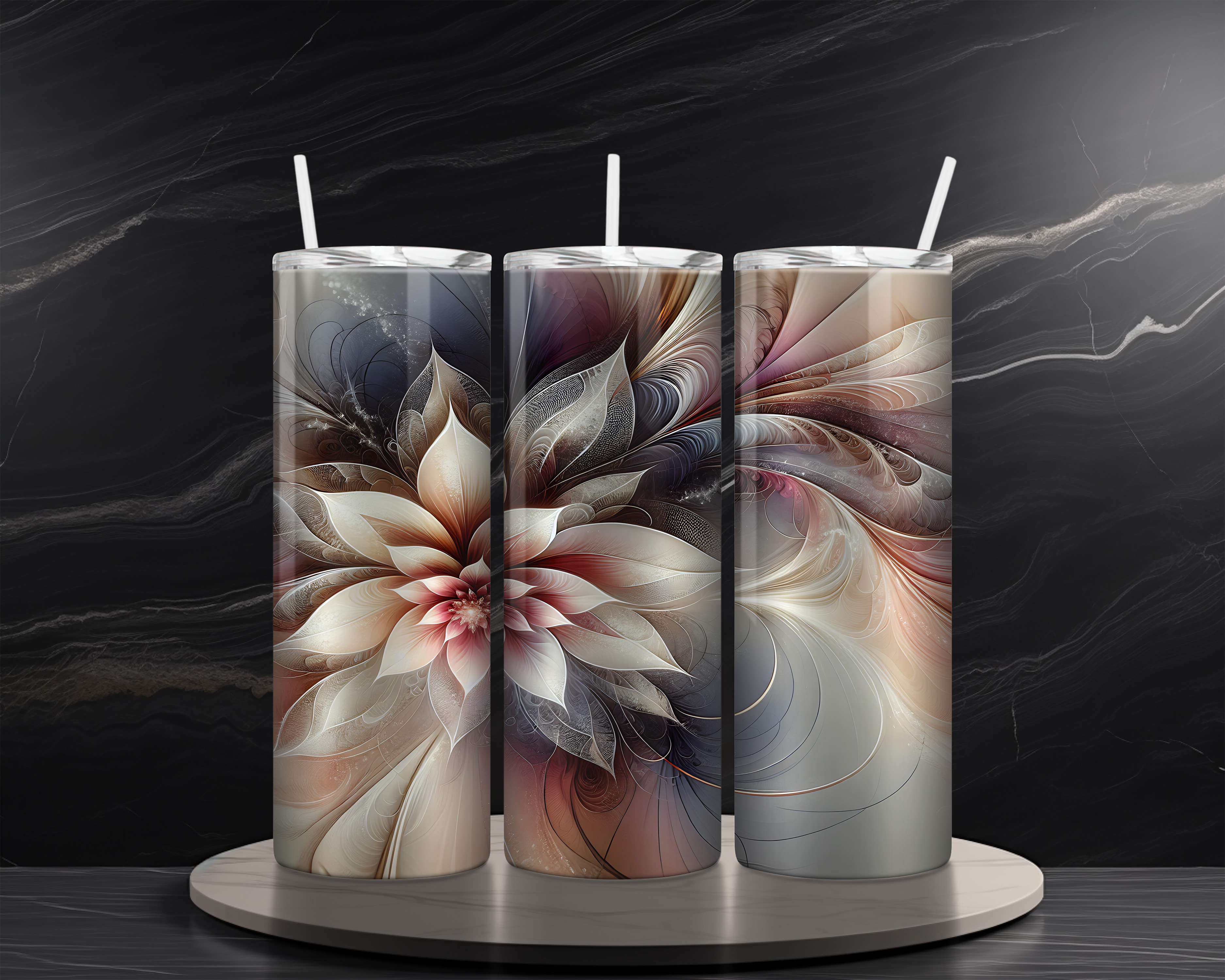 Neutral Floral 20 oz Skinny Tumbler Sublimation Design Digital Download PNG Instant DIGITAL ONLY Abstract Flower Tumbler Wrap