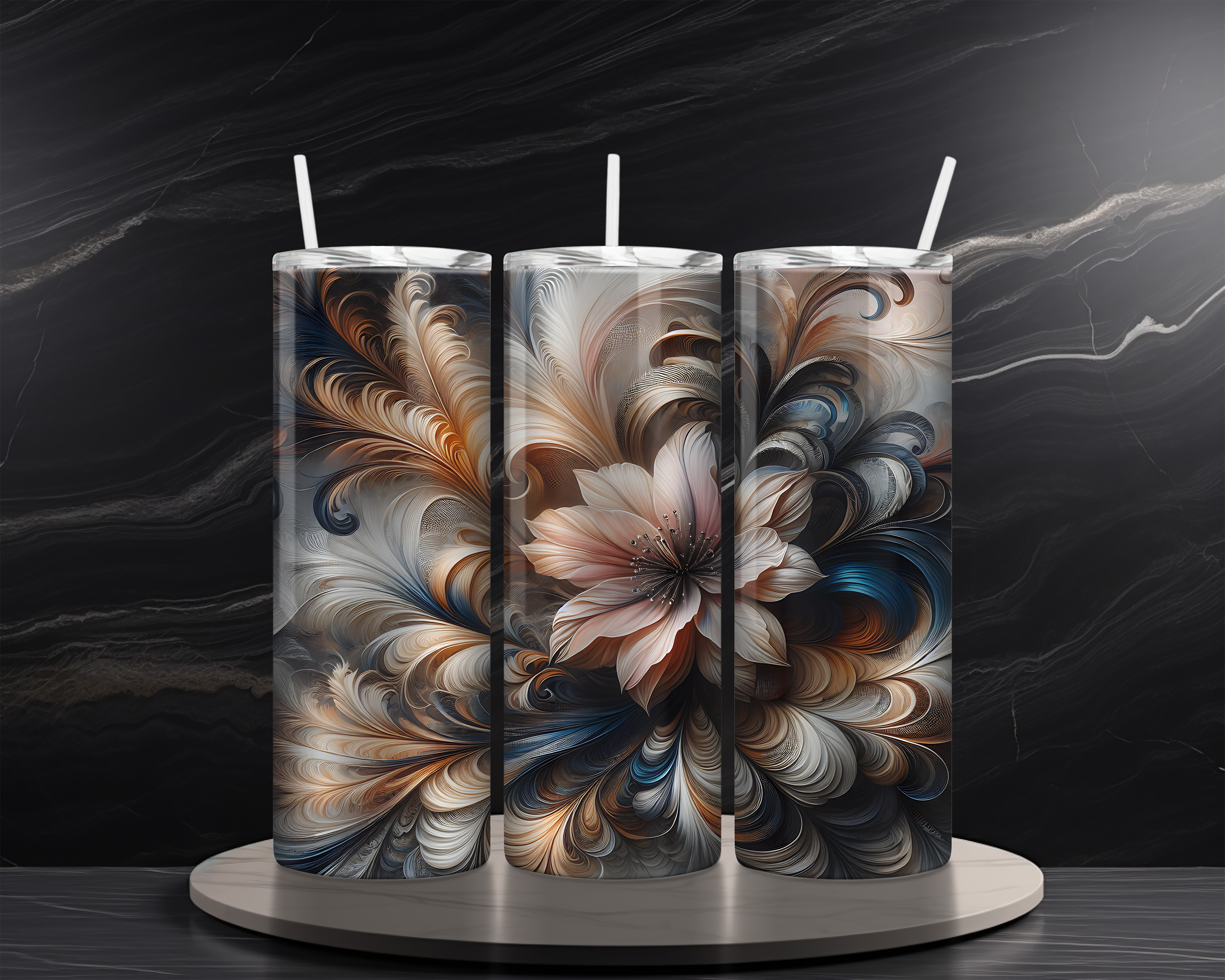 Neutral Floral 20 oz Skinny Tumbler Sublimation Design Digital Download PNG Instant DIGITAL ONLY Abstract Flower 2 Tumbler Wrap