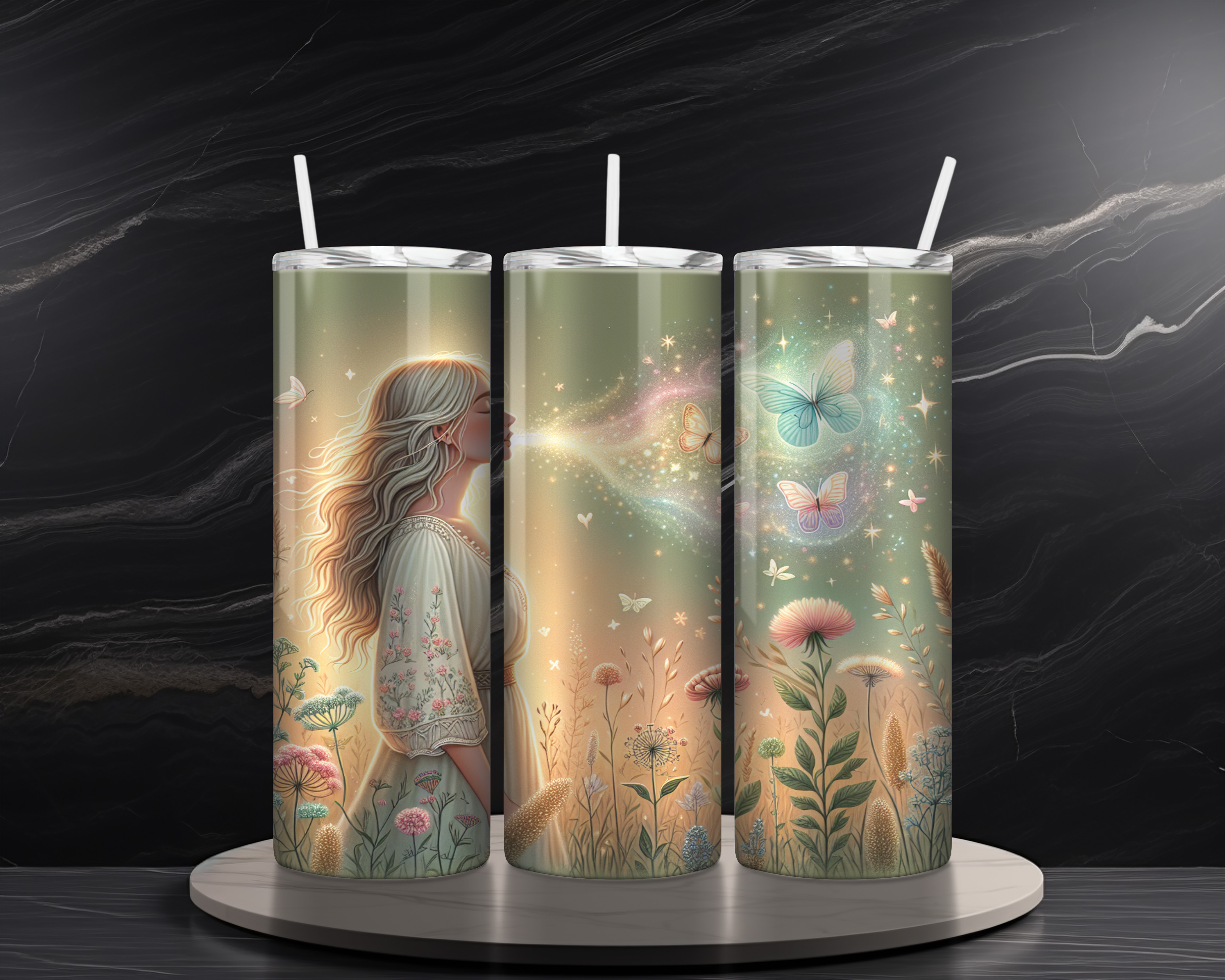 Boho Floral 20 oz Skinny Tumbler Sublimation Design Digital Download PNG Instant DIGITAL ONLY, Breathe Tumbler Wrap