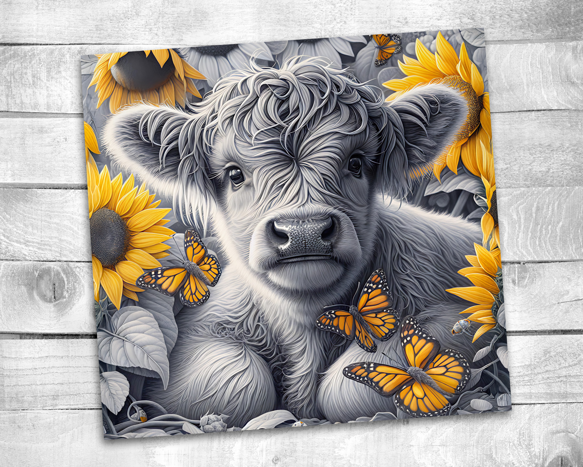 Highlander Cow 20 oz Skinny Tumbler Sublimation Design Digital Download PNG Instant DIGITAL ONLY, Baby Highland Cow Tumbler Wrap