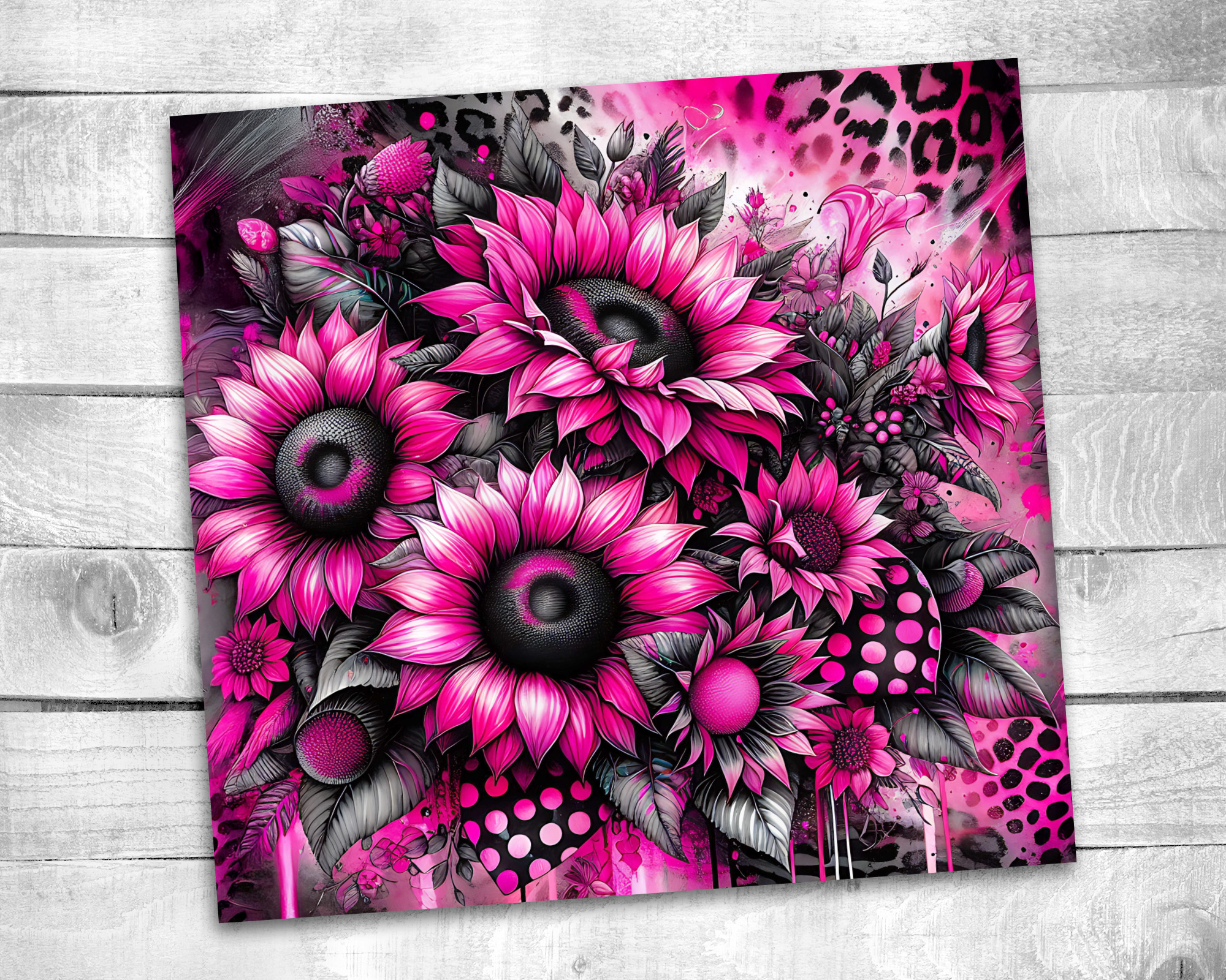 Neon Floral 20 oz Skinny Tumbler Sublimation Design Digital Download PNG Instant DIGITAL ONLY  Neon Pink Floral Tumbler Wrap