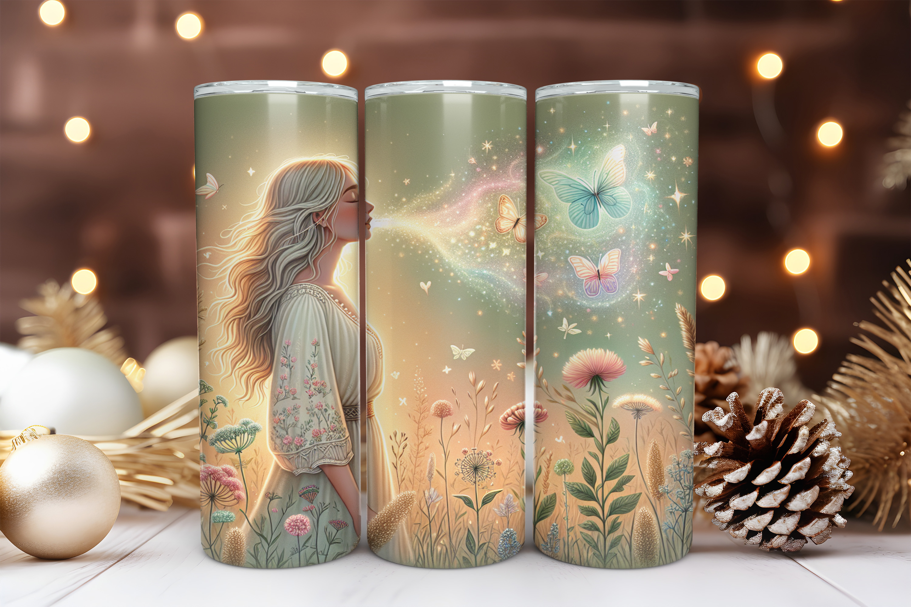 Boho Floral 20 oz Skinny Tumbler Sublimation Design Digital Download PNG Instant DIGITAL ONLY, Breathe Tumbler Wrap