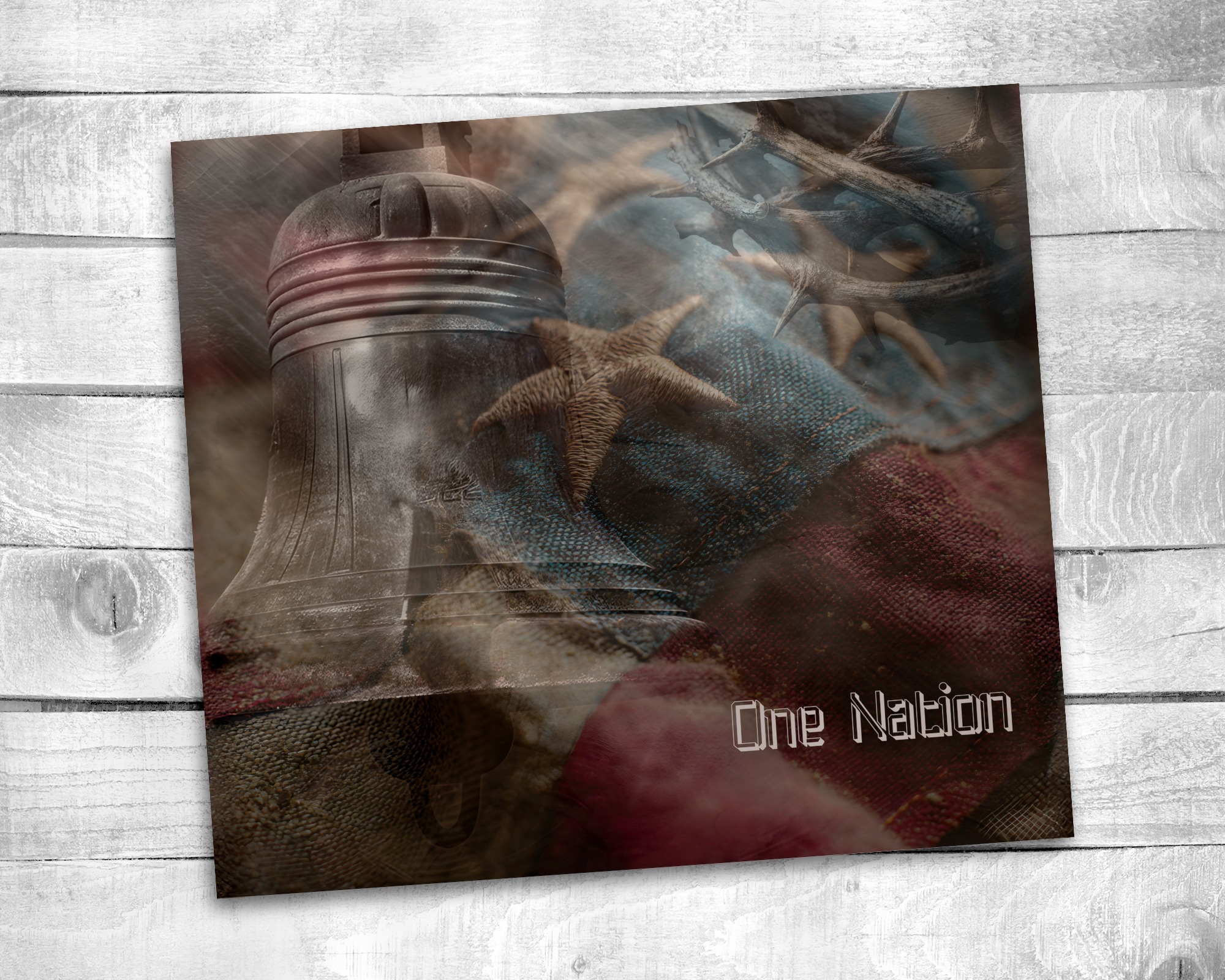 One Nation Patriotic Tumbler Wrap | American Freedom Eagle Bell 20oz Skinny Sublimation Design | Rustic USA Unity Tumbler Wrap