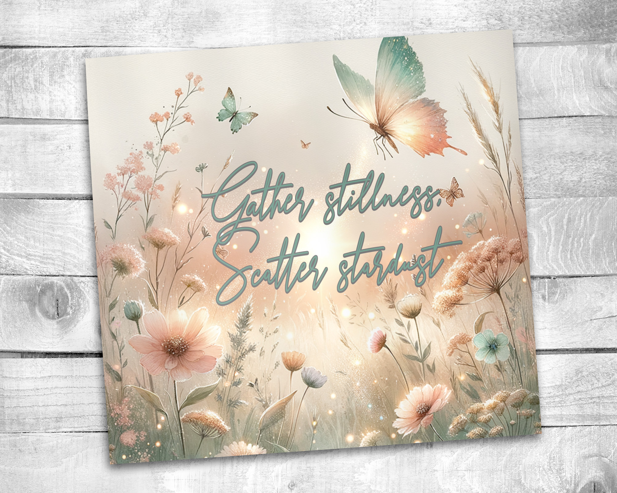 Boho Flowers 20 oz Skinny Tumbler Sublimation Design Digital Download PNG Instant DIGITAL ONLY, Inspirational Gather Stillness Tumbler Wrap