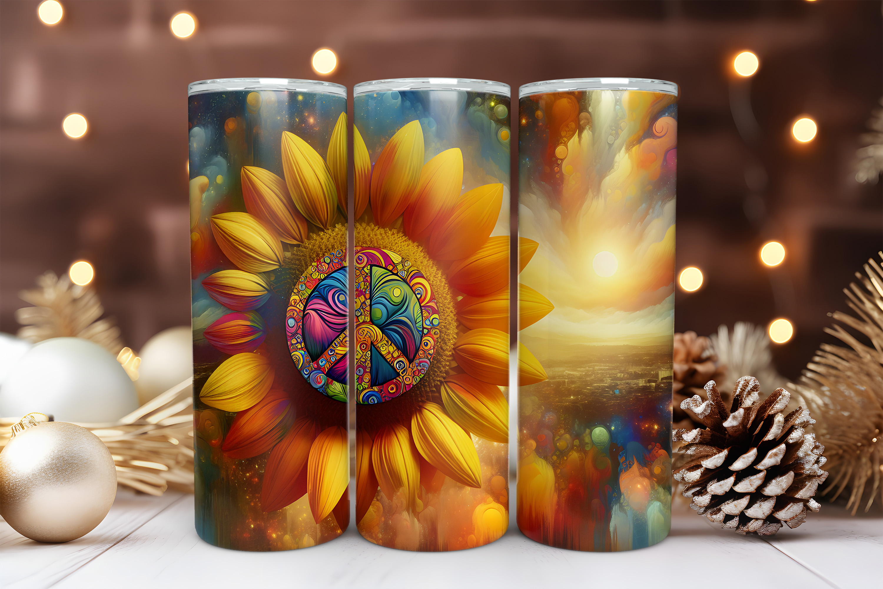 Peace Flower 20 oz Skinny Tumbler Sublimation Design Digital Download PNG Instant DIGITAL ONLY, Tumbler Wrap