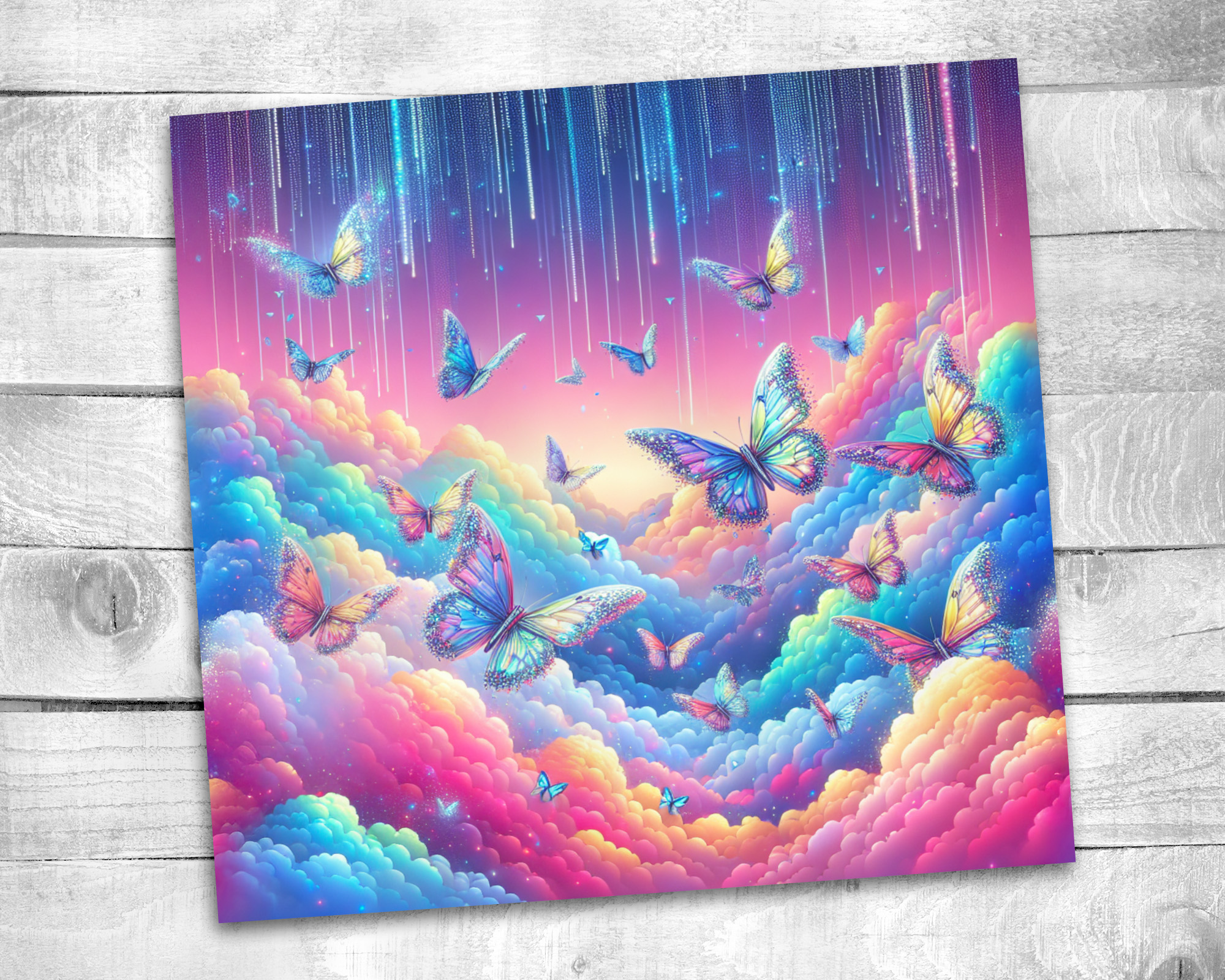 Butterfly 20 oz Skinny Tumbler Sublimation Design Digital Download PNG Instant DIGITAL ONLY, Butterfly Clouds Tumbler Wrap