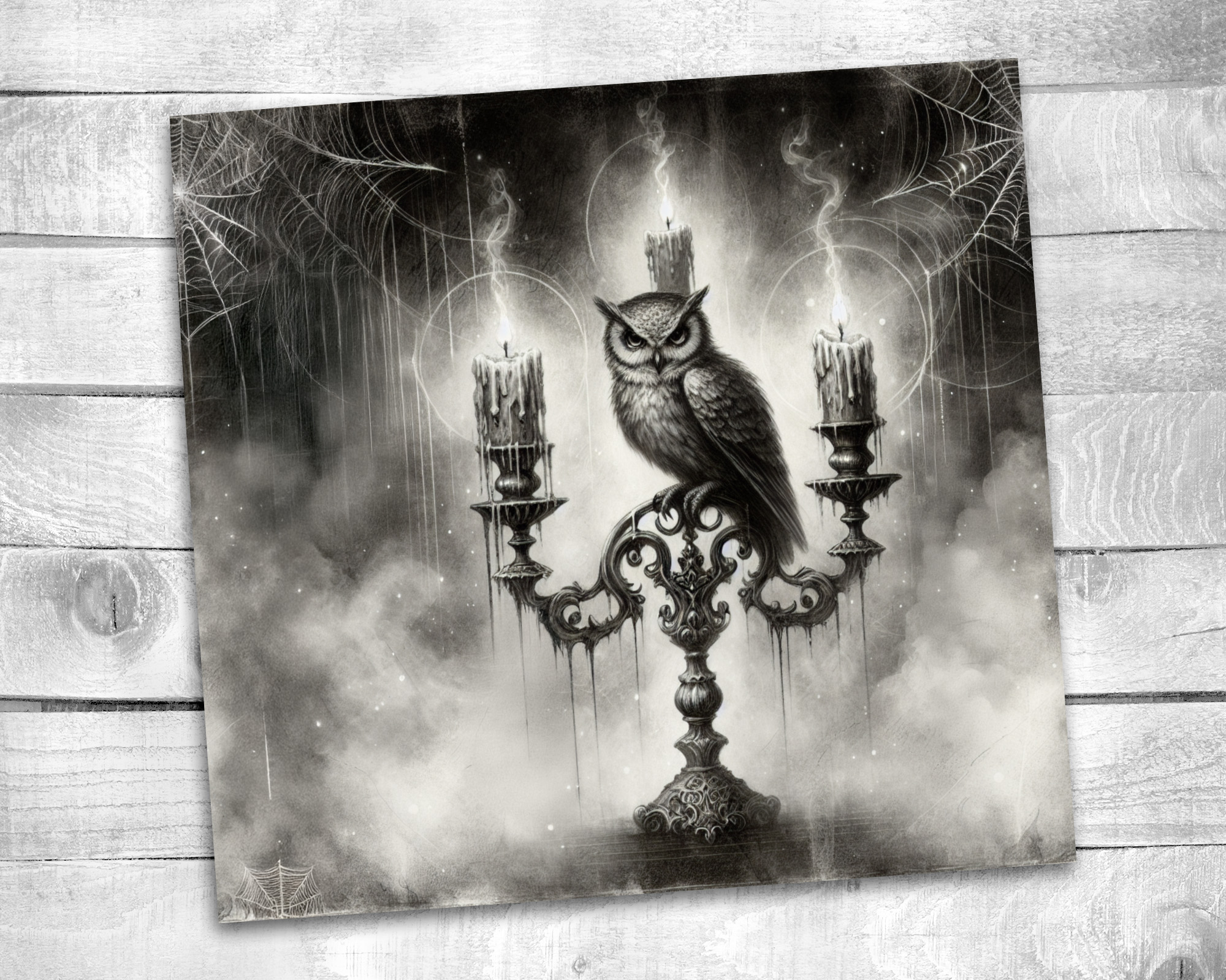 Gothic Owl 20 oz Skinny Tumbler Sublimation Design Digital Download PNG Instant DIGITAL ONLY, Dark Academia Owl Tumbler Wrap