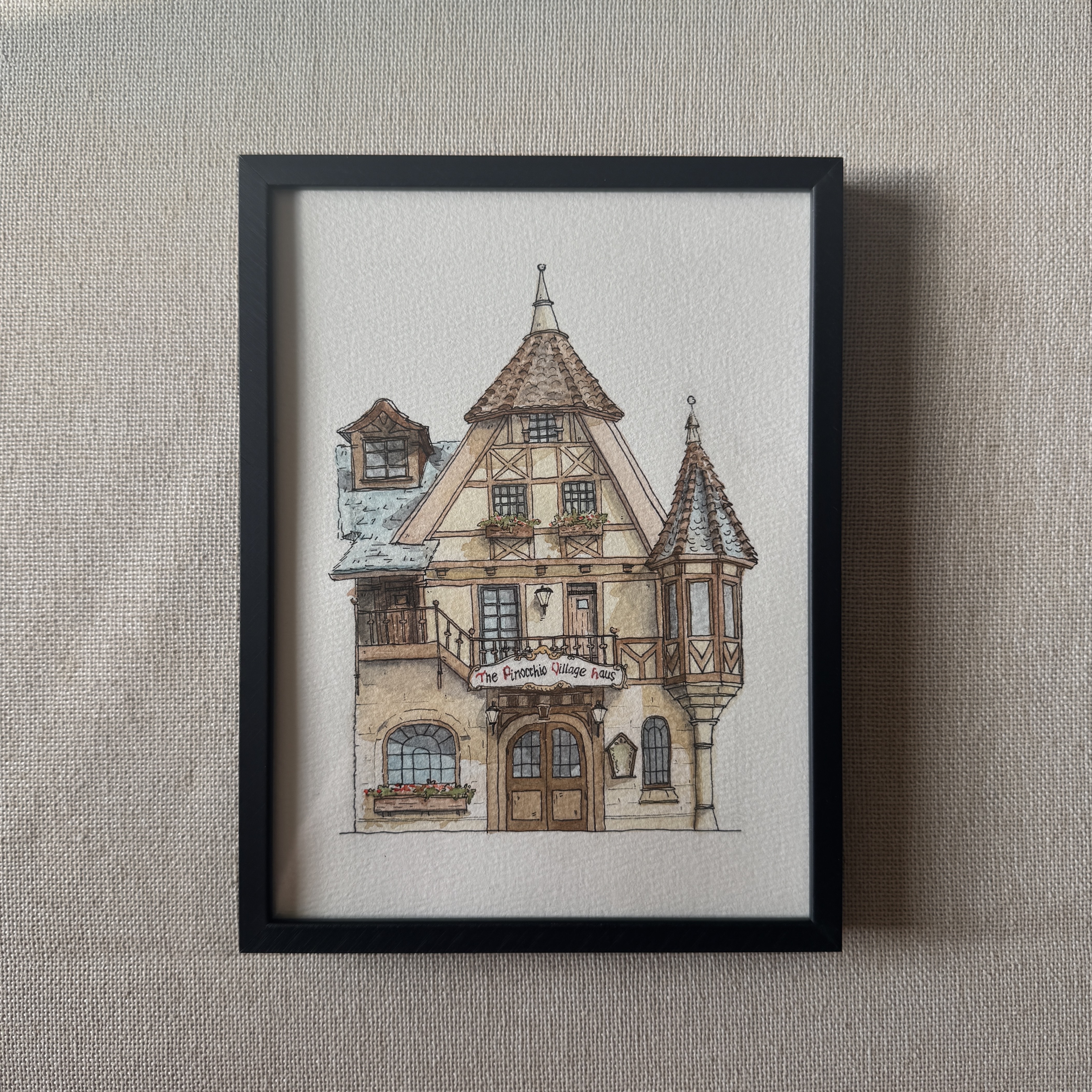 Pinocchio Village Haus - 6x8 Original Art