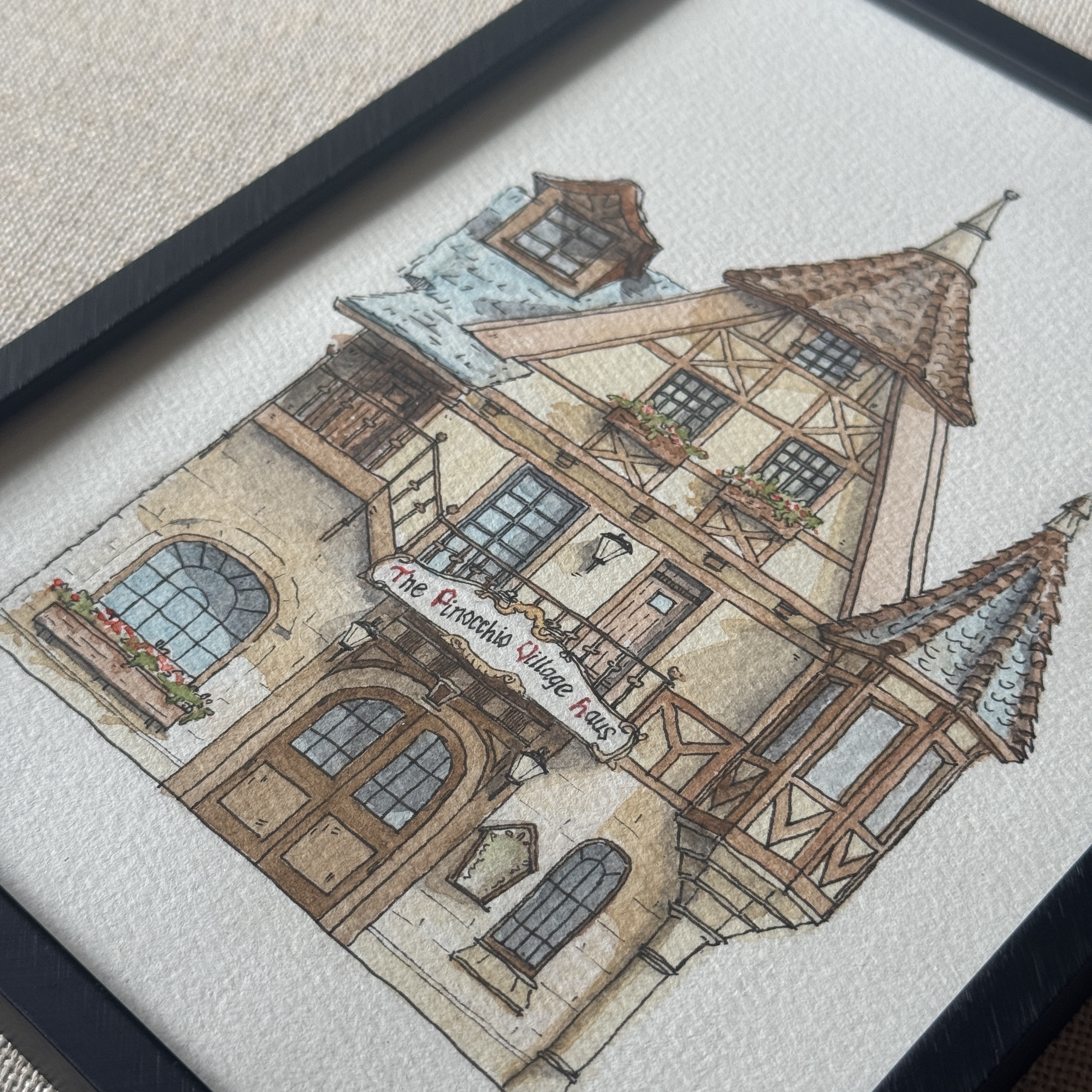 Pinocchio Village Haus - 6x8 Original Art