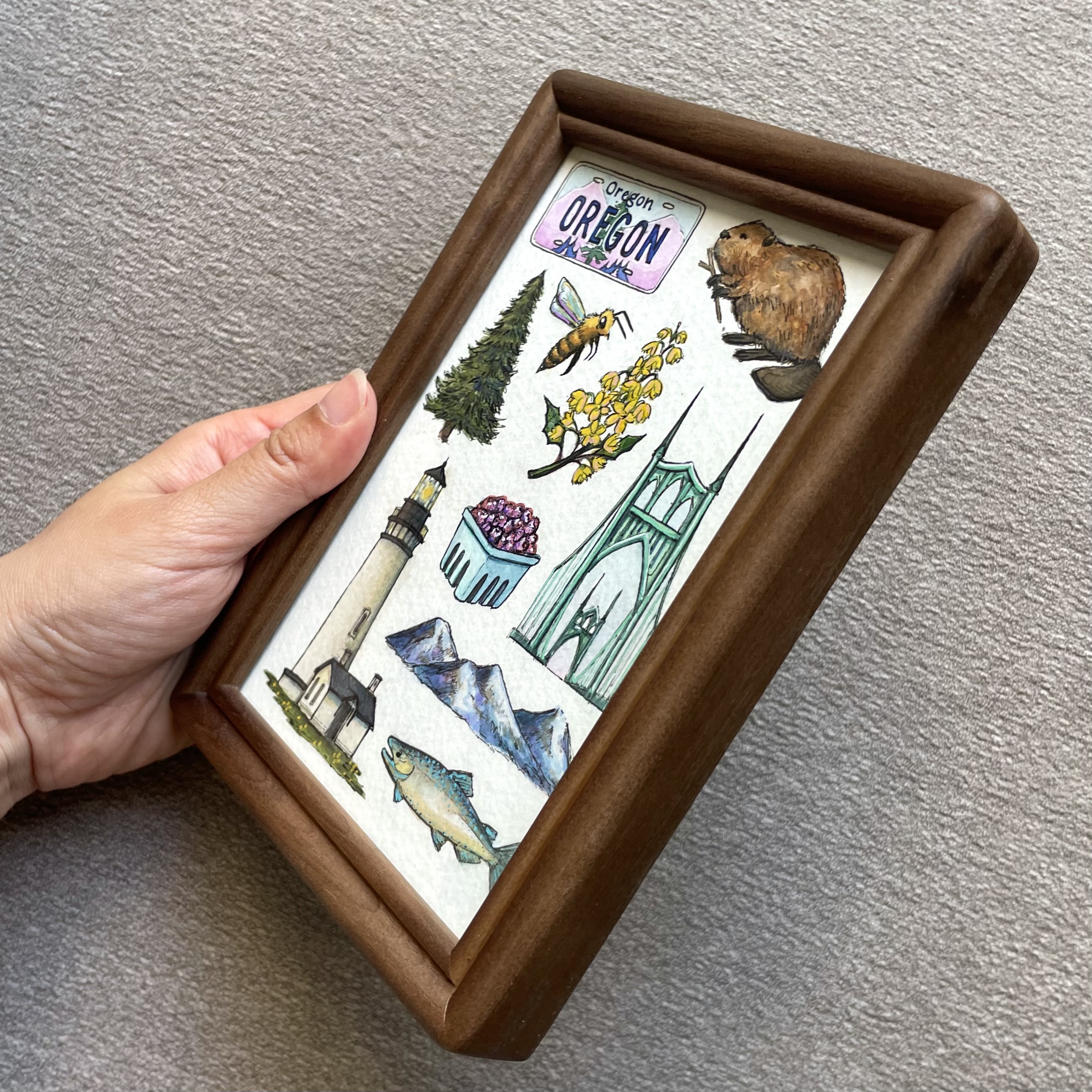 Oregon State Symbols - 4x6 Original