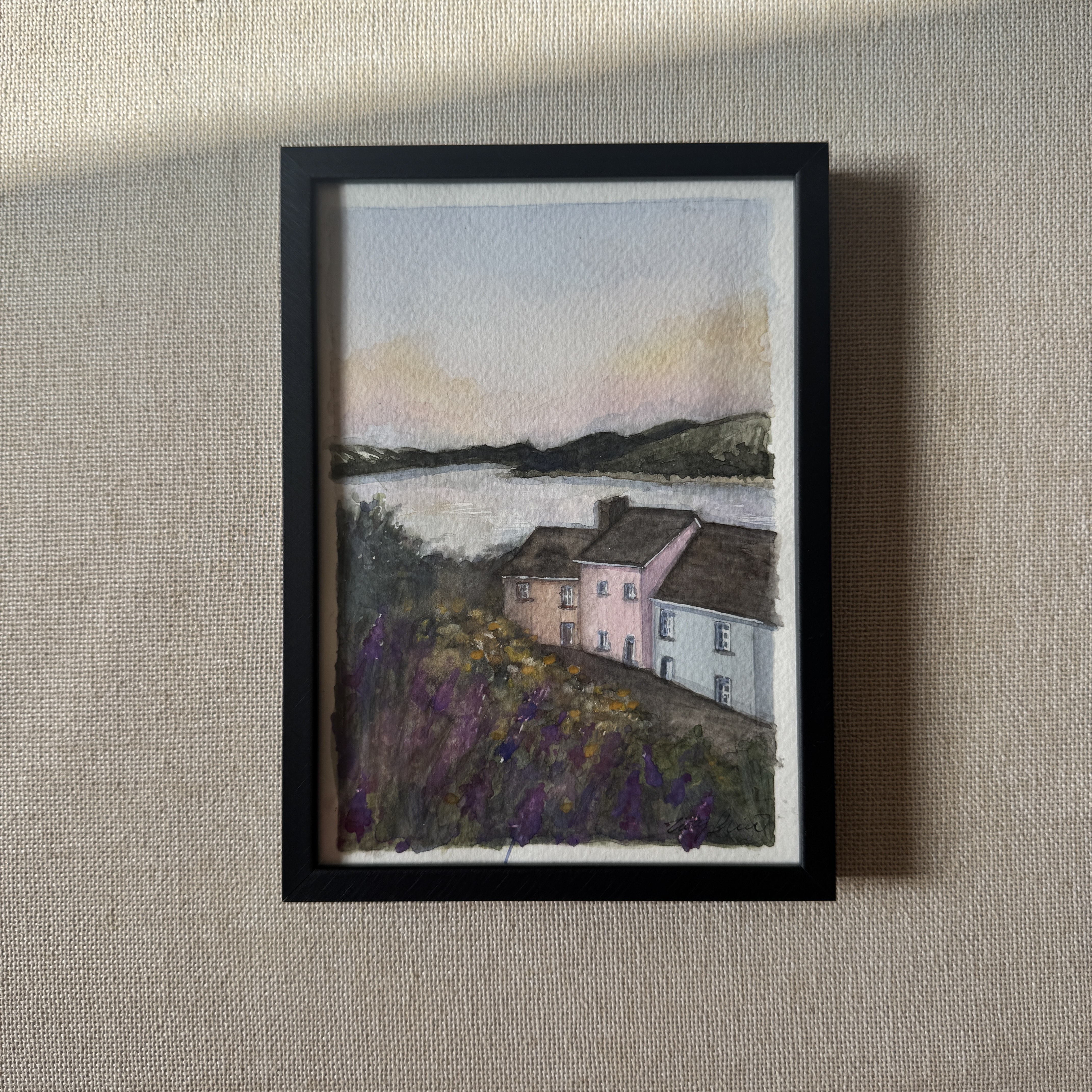 Village by The Lake - 5x7 Original Art