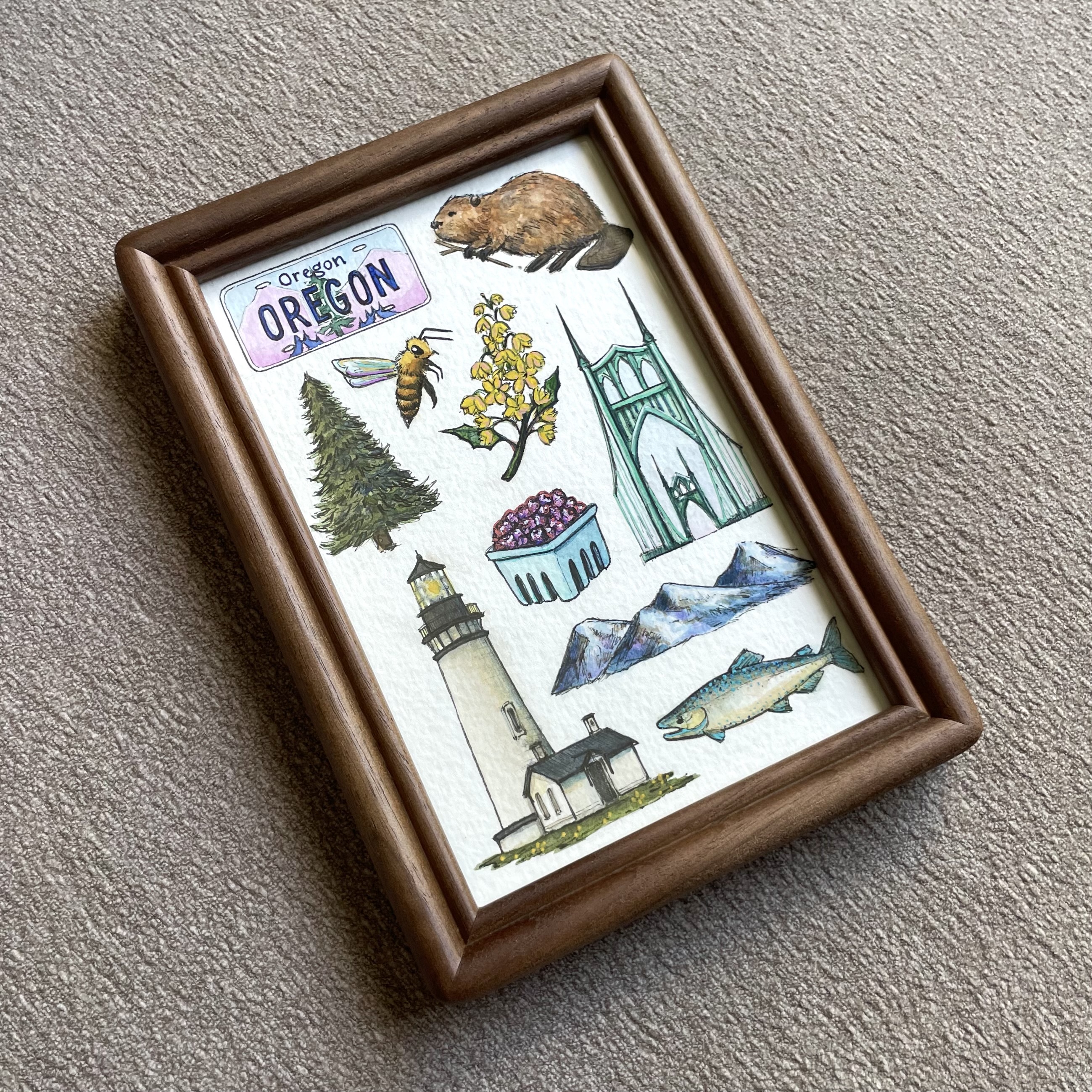 Oregon State Symbols - 4x6 Original