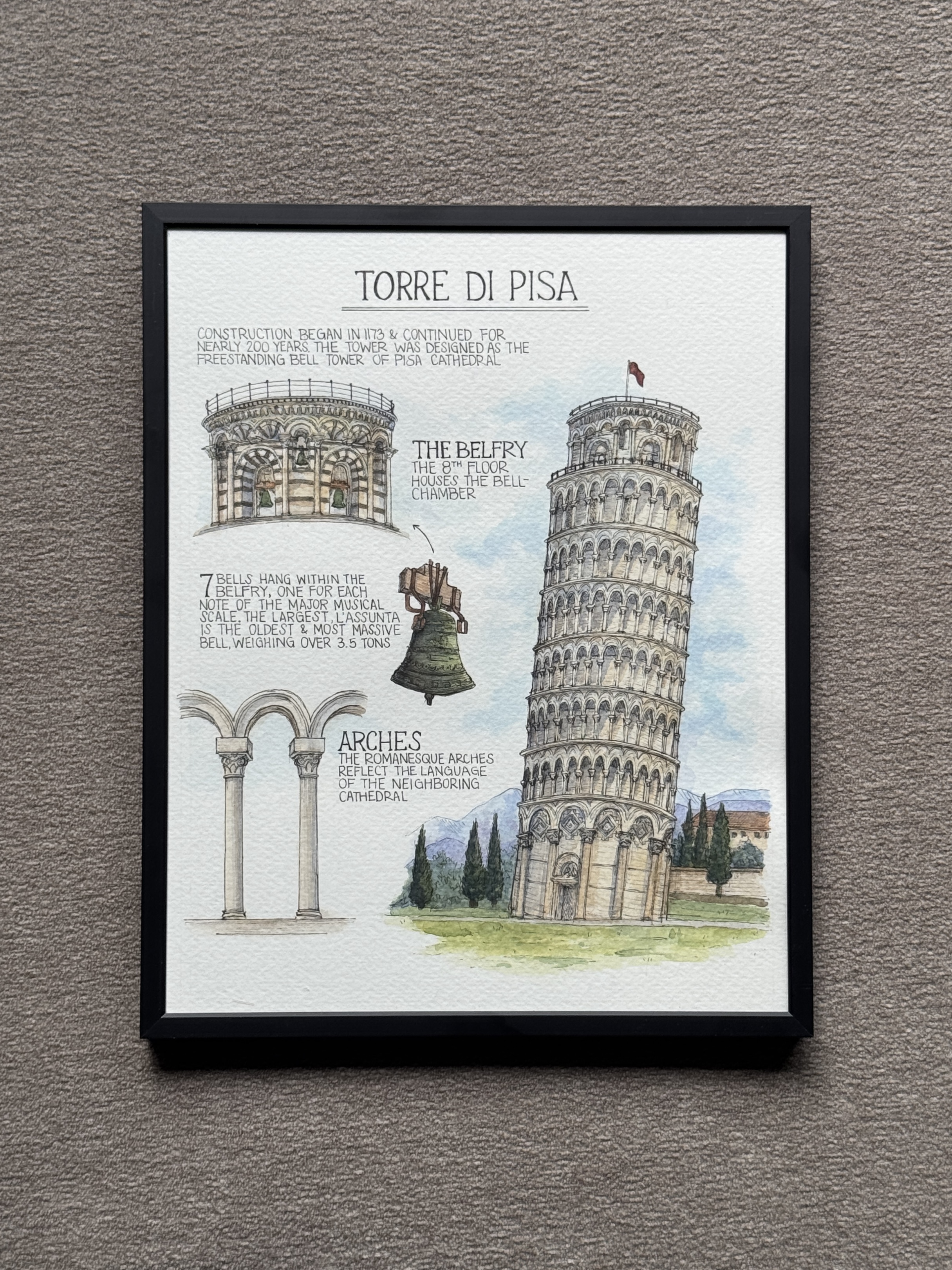 Tower of Pisa - 8x10 Original