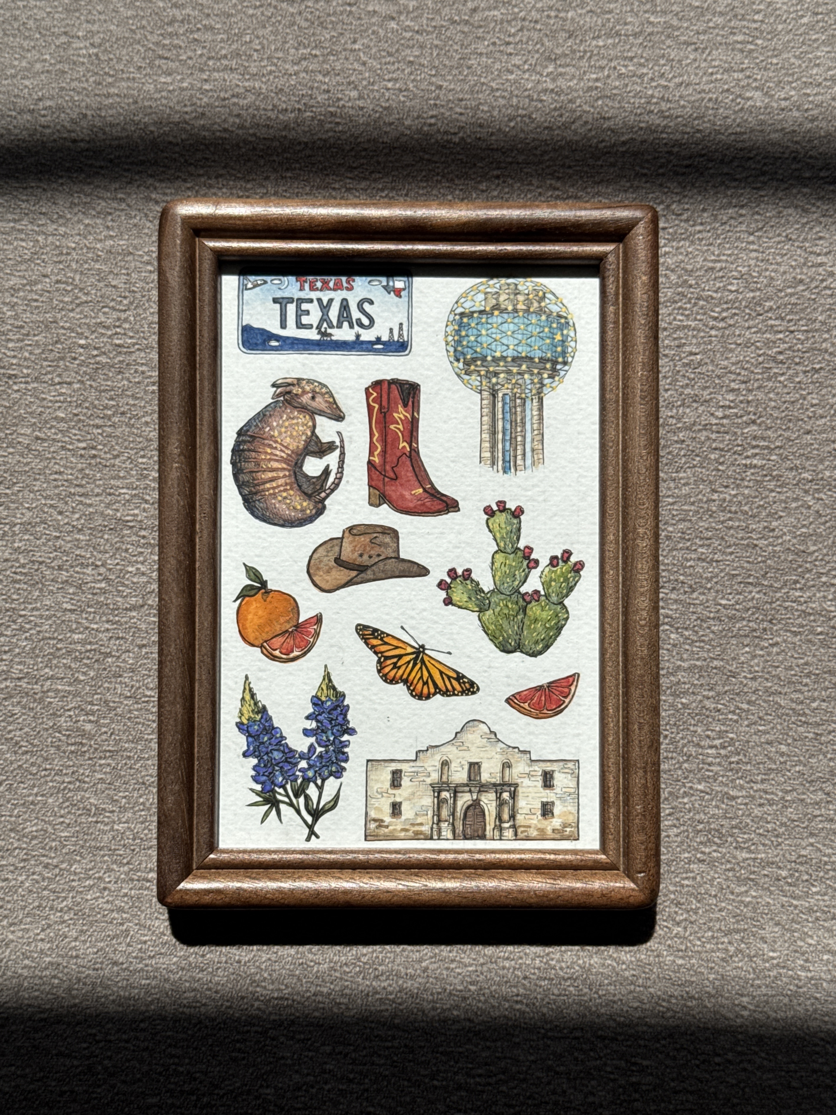 Texas State Symbols - 4x6 Original